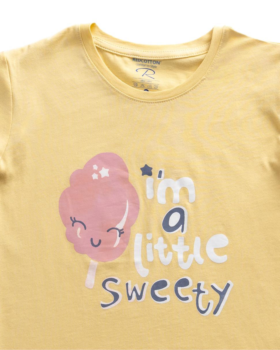 Short-sleeved T-shirt Red Cotton-Girls