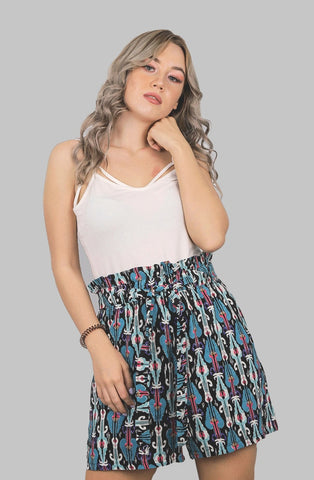 Women Sleeveless Pajamas, Floral Short – White