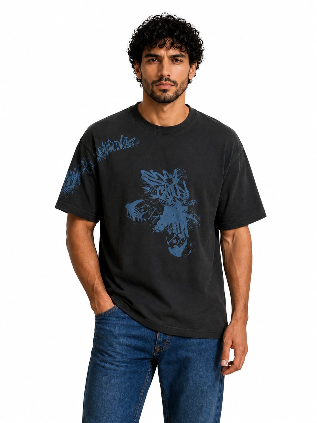 Men’s Garment-Dyed Oversized T-Shirt – Dark Grey