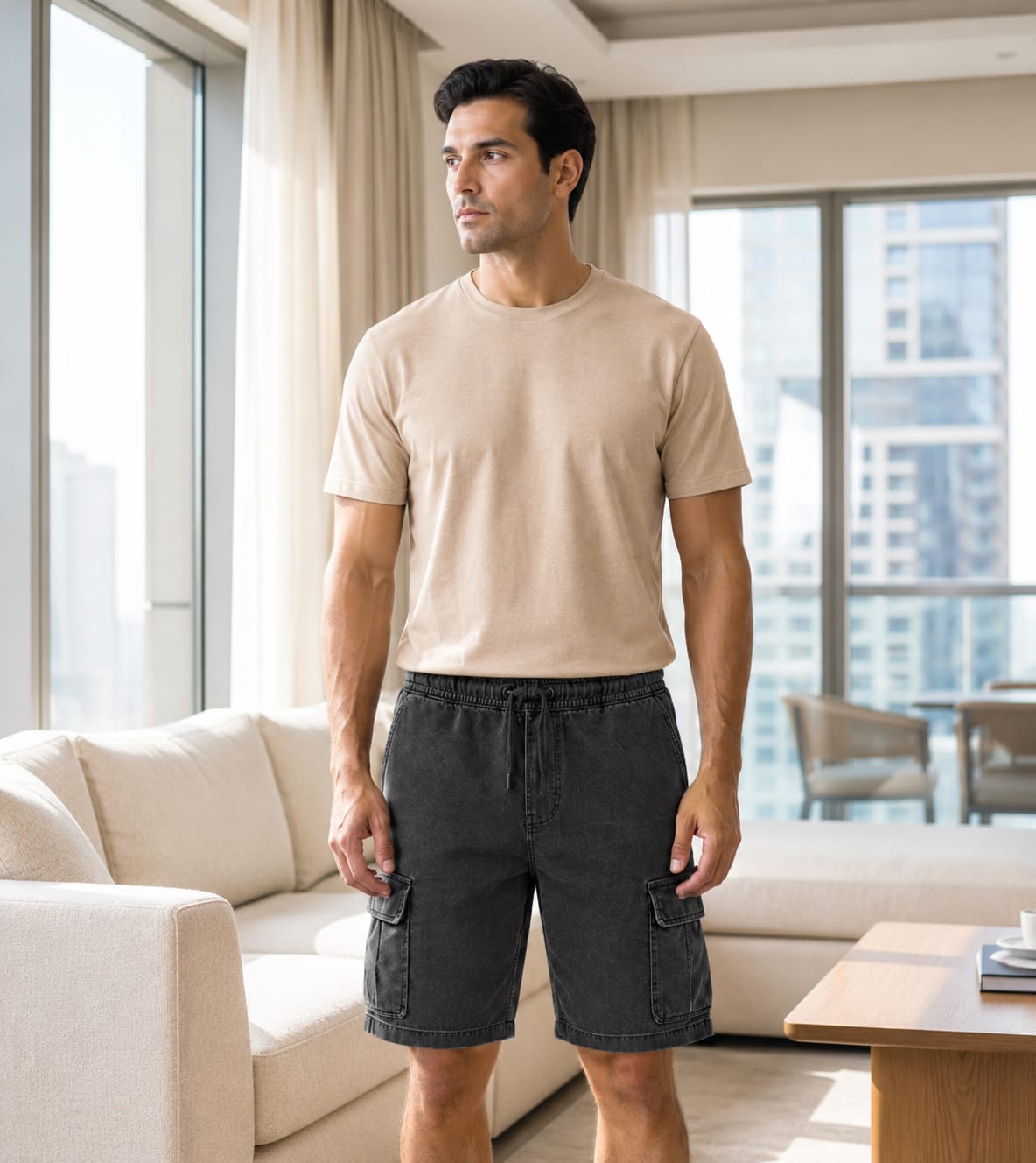 Men’s Black Linen Shorts