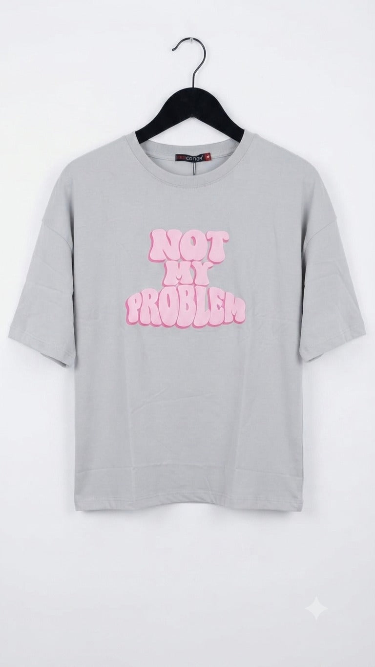 Women's Oversized Short Sleeve Chest Print T-Shirt