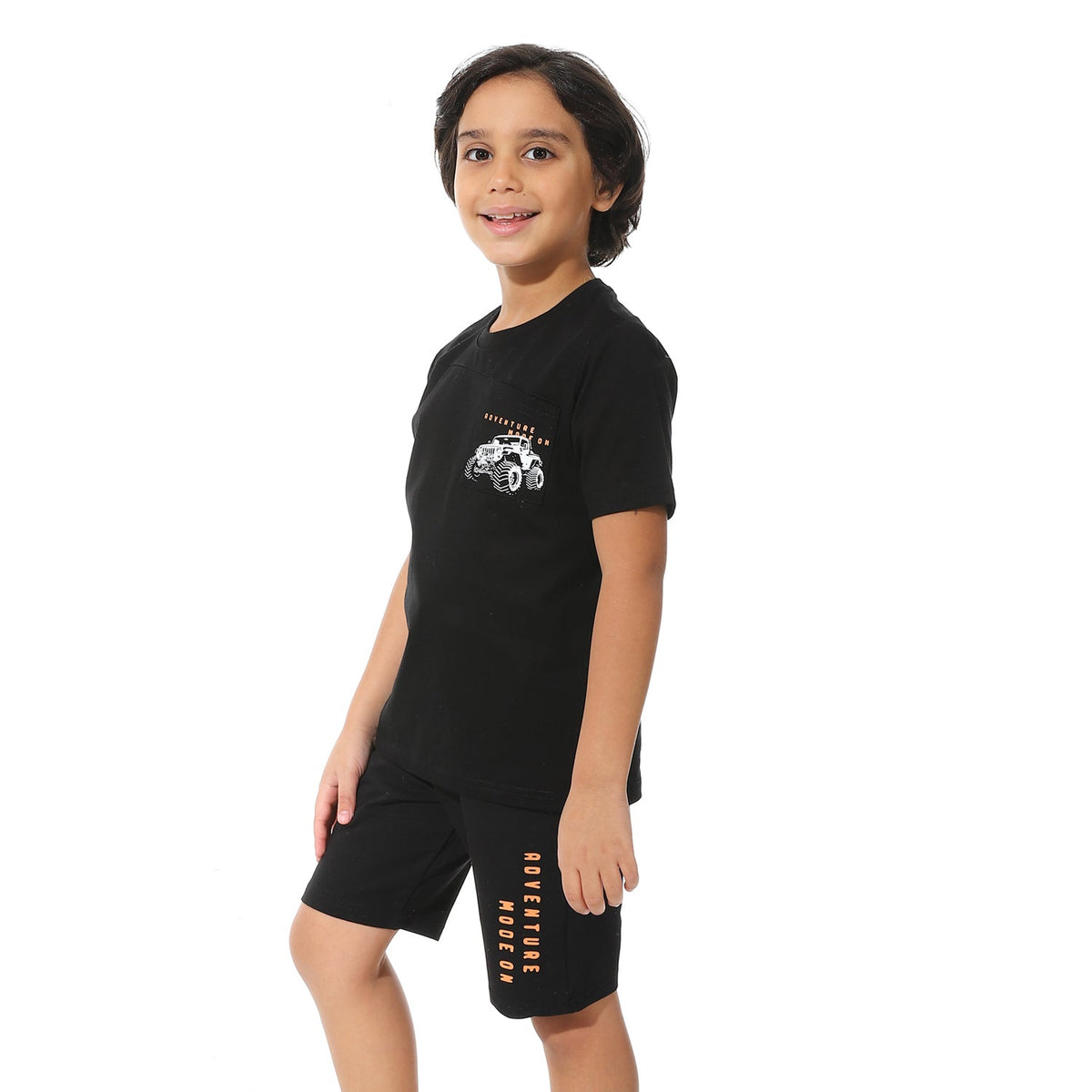 Black Printed Shorts Set for Boys – Summer Melton Vibes - Red Cotton