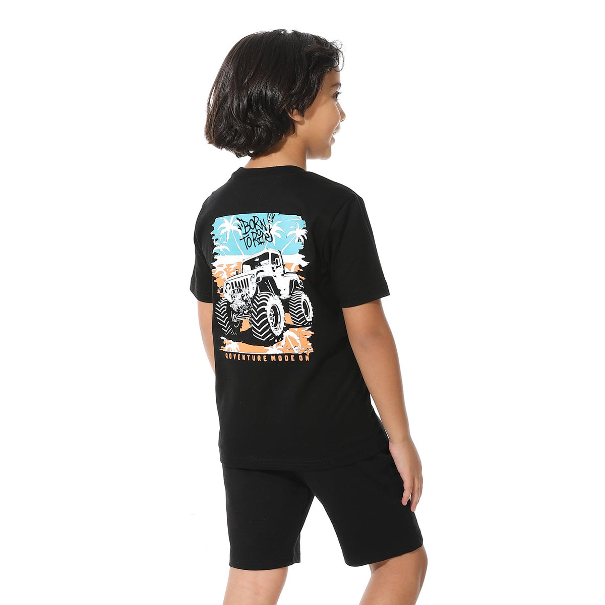Black Printed Shorts Set for Boys – Summer Melton Vibes - Red Cotton