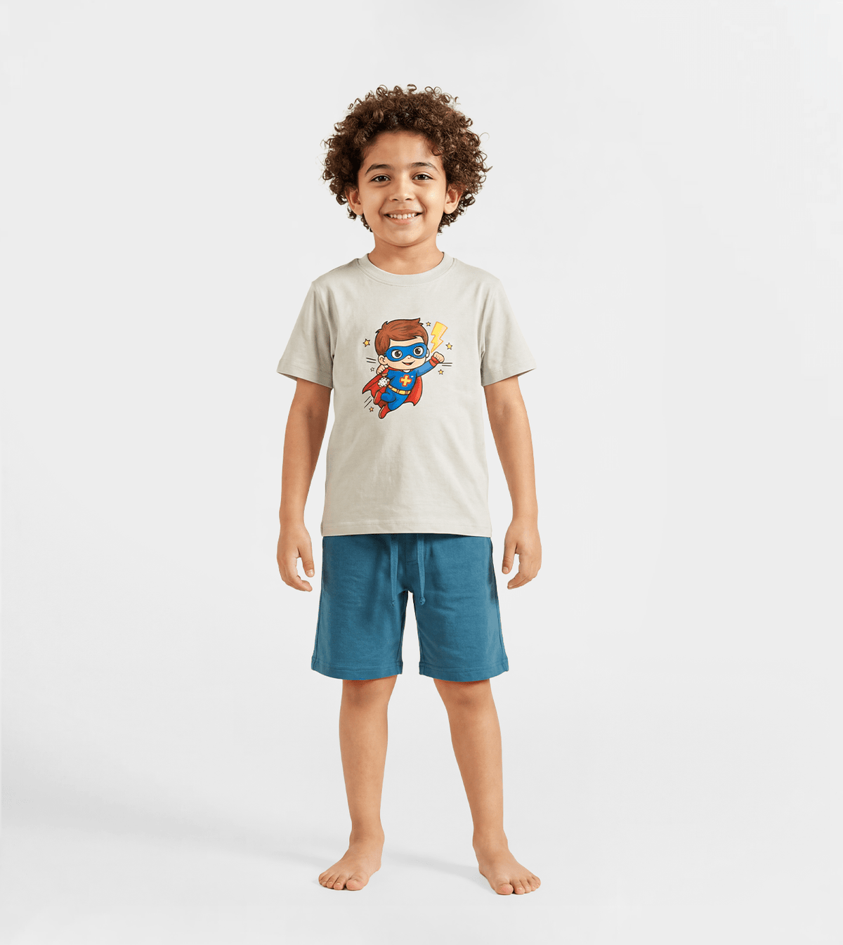 Boy Cotton Graphic Set - Red Cotton