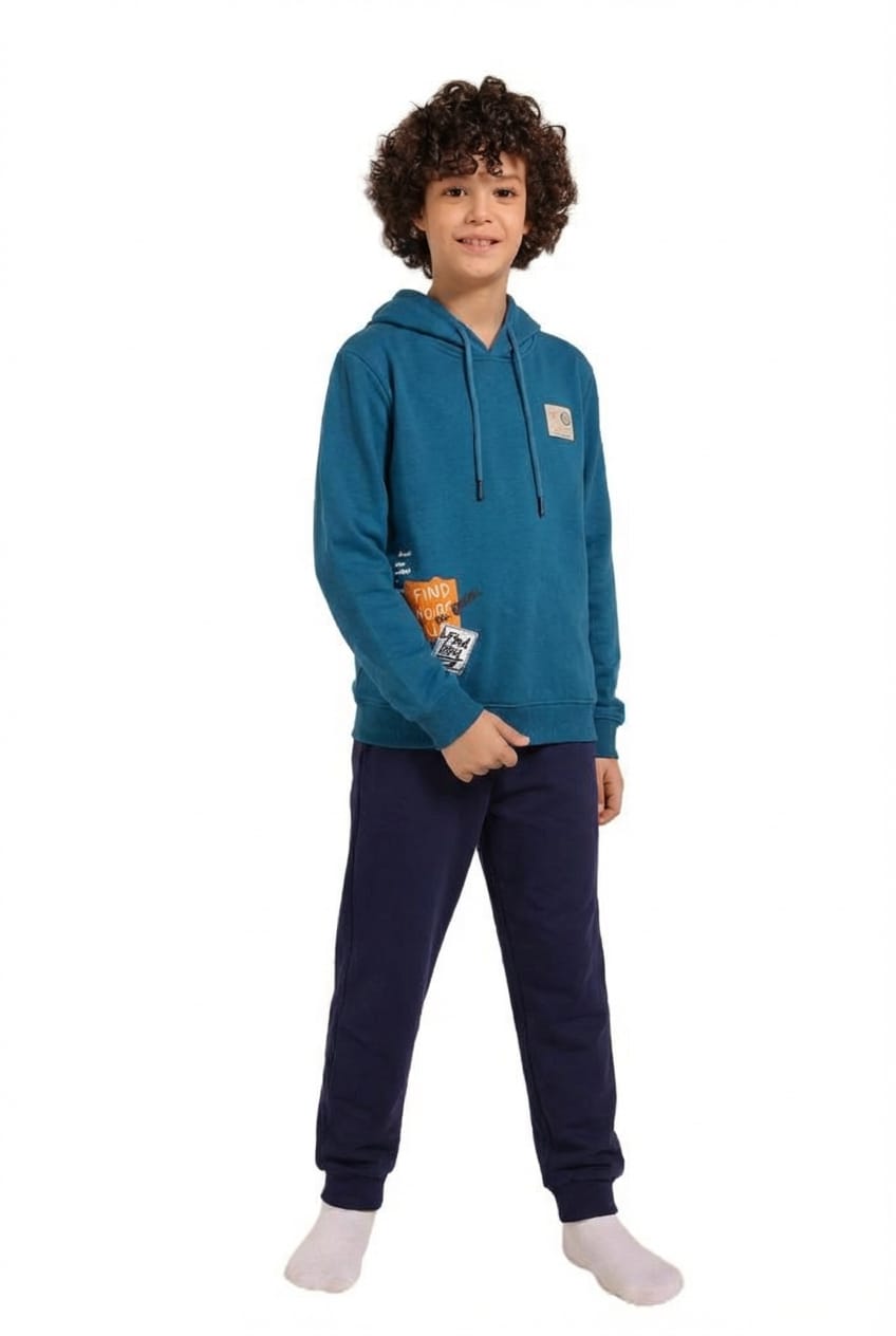 Boy Hoodie and Jogger Tracksuit - Red Cotton