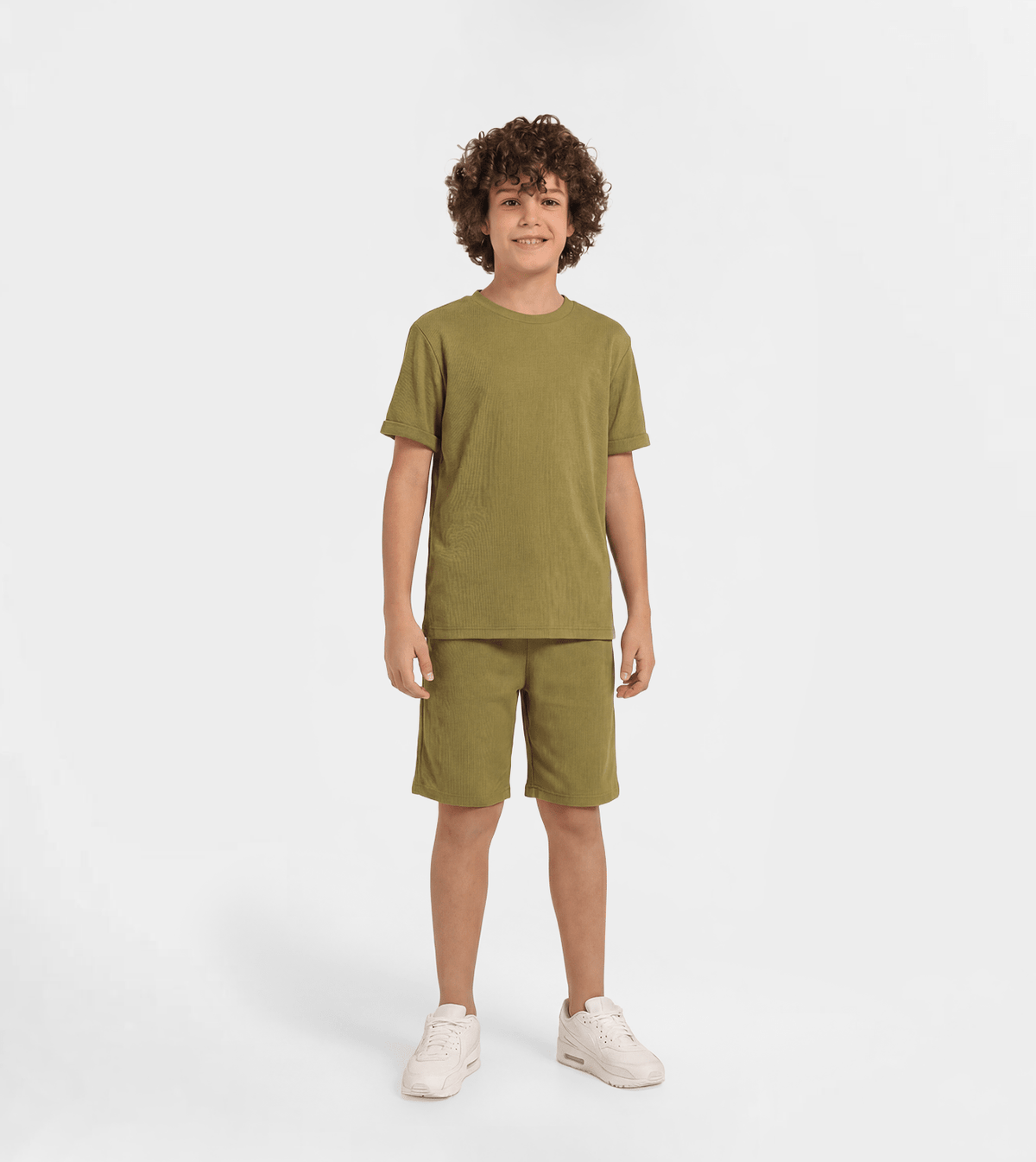 Boy Jacquard Short Set - Red Cotton