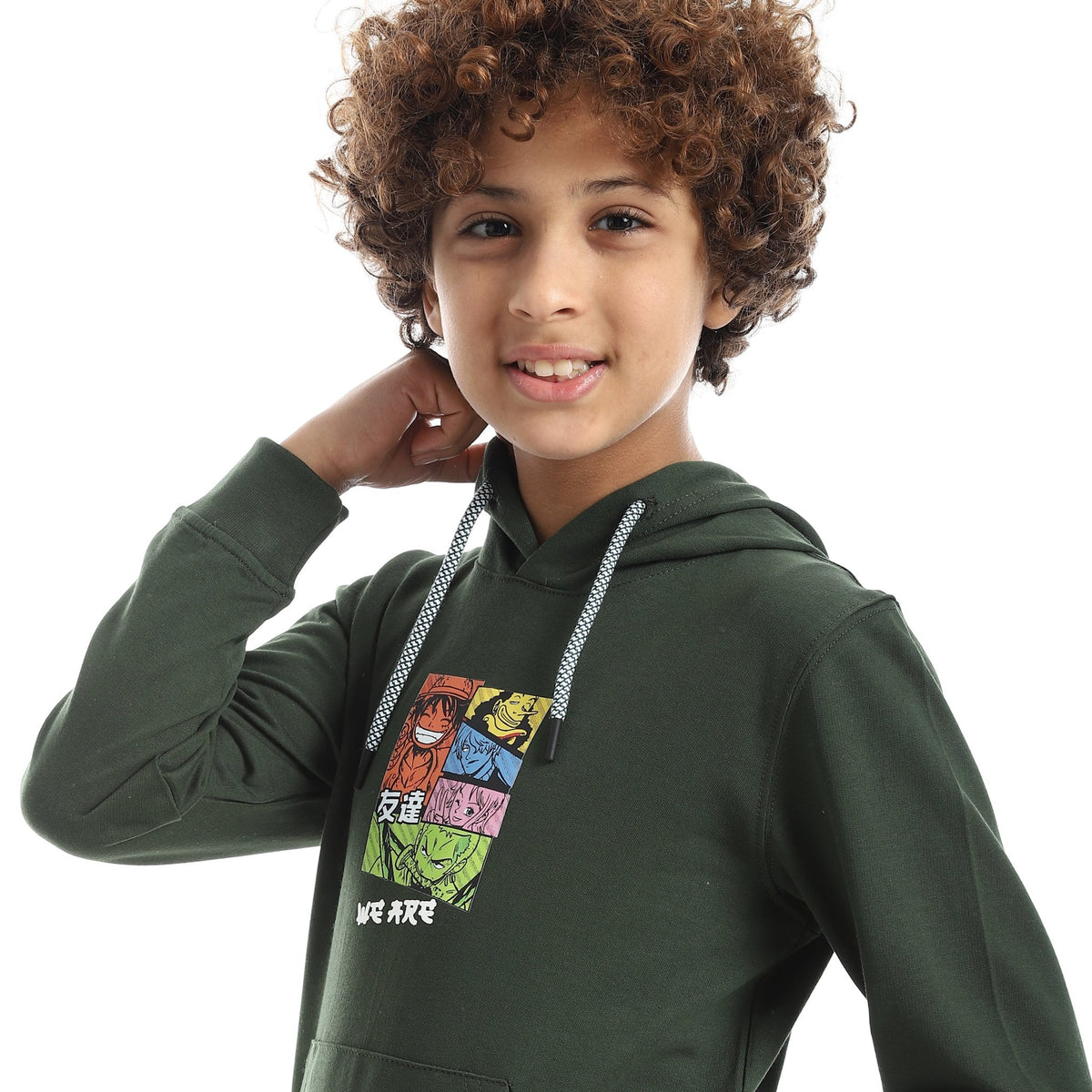 Boys' "Anime Squad" Graphic Hoodie Autumn Knit - Red Cotton