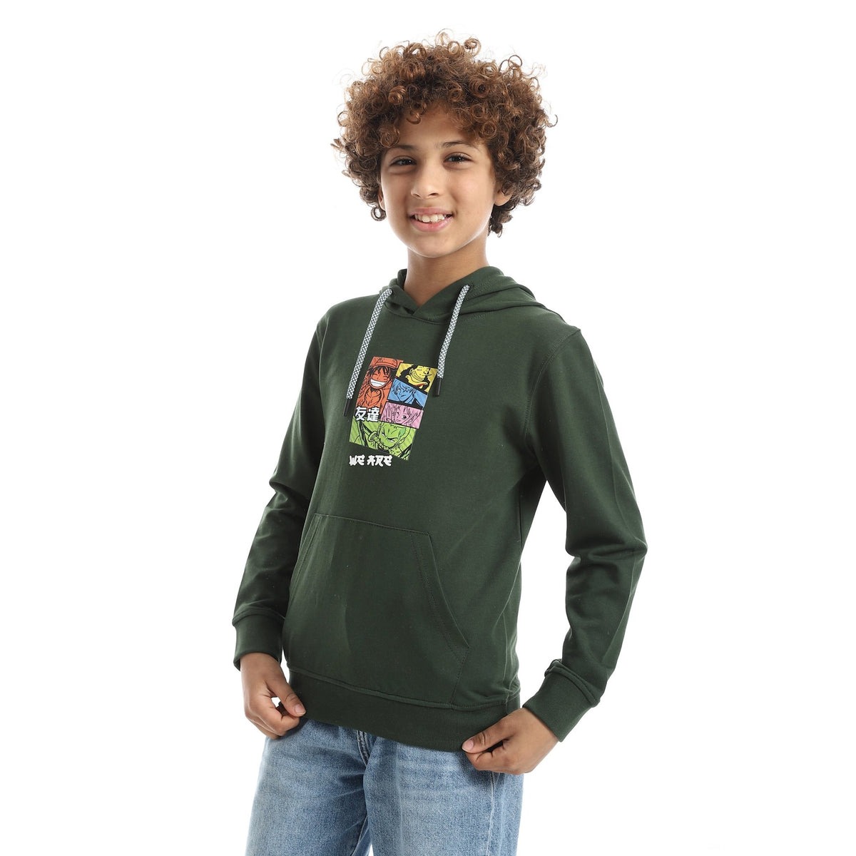 Boys' "Anime Squad" Graphic Hoodie Autumn Knit - Red Cotton