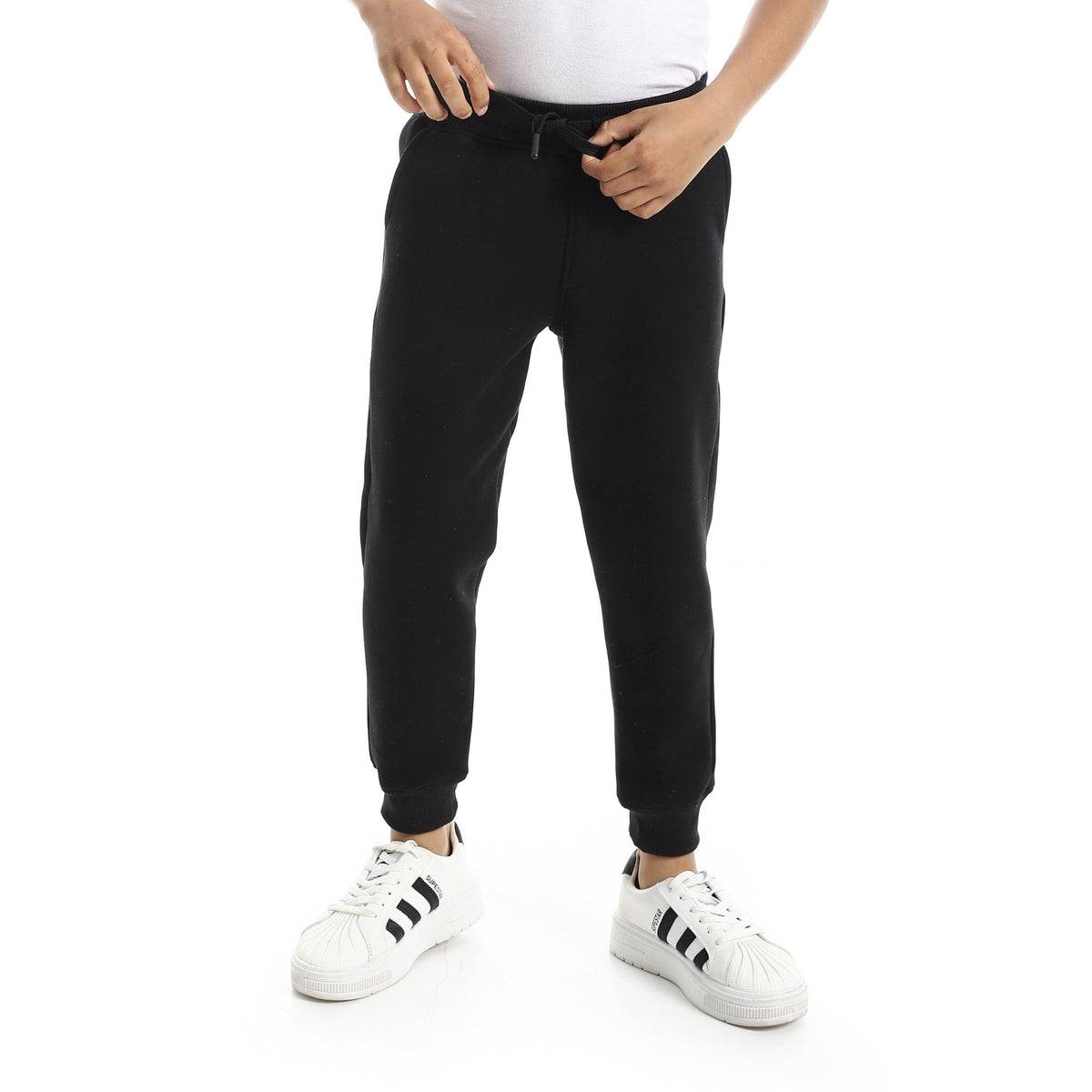 Boy’s Black Jogger Sweatpants - Red Cotton