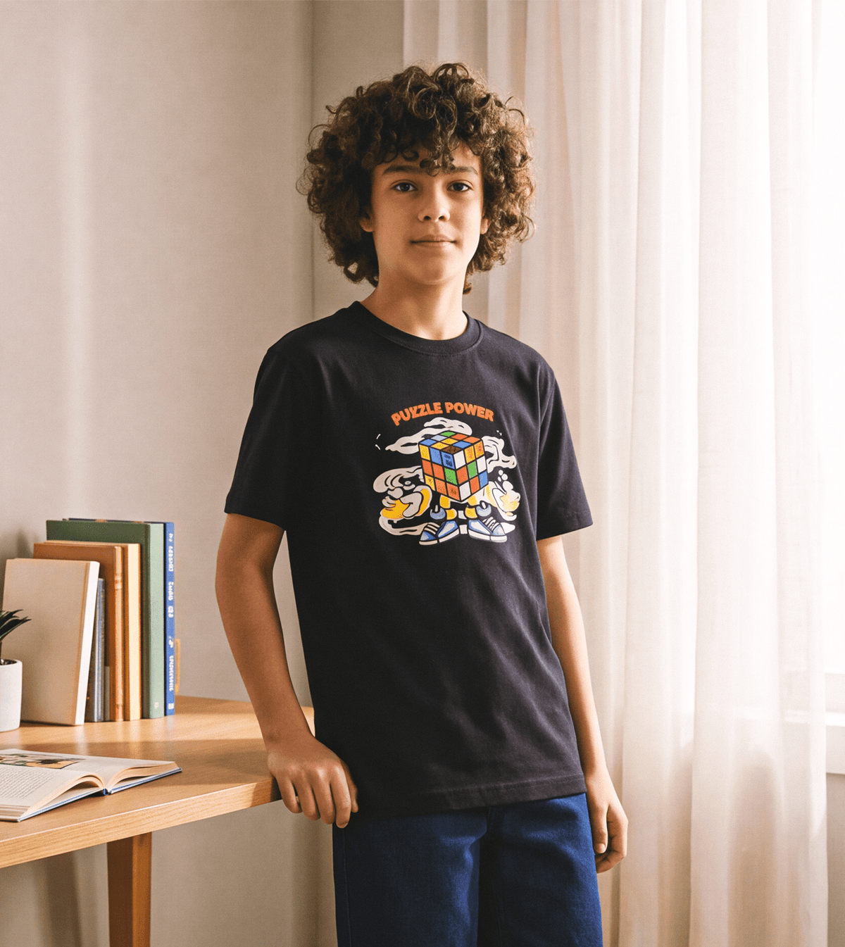 Boys’ Black Short-Sleeve T-Shirt - Red Cotton