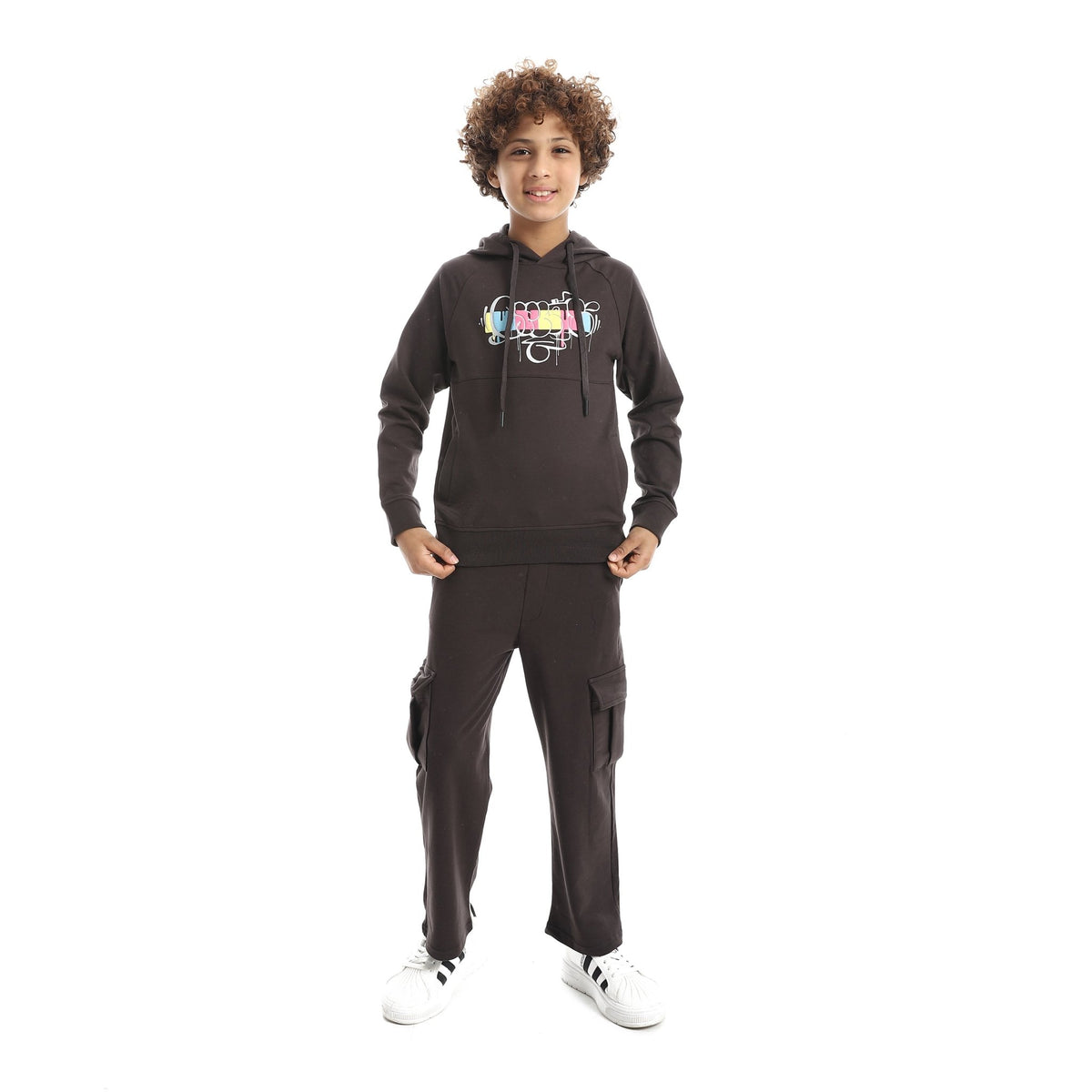 Boys' "Creative" Graffiti Print Two-Piece Set - Red Cotton