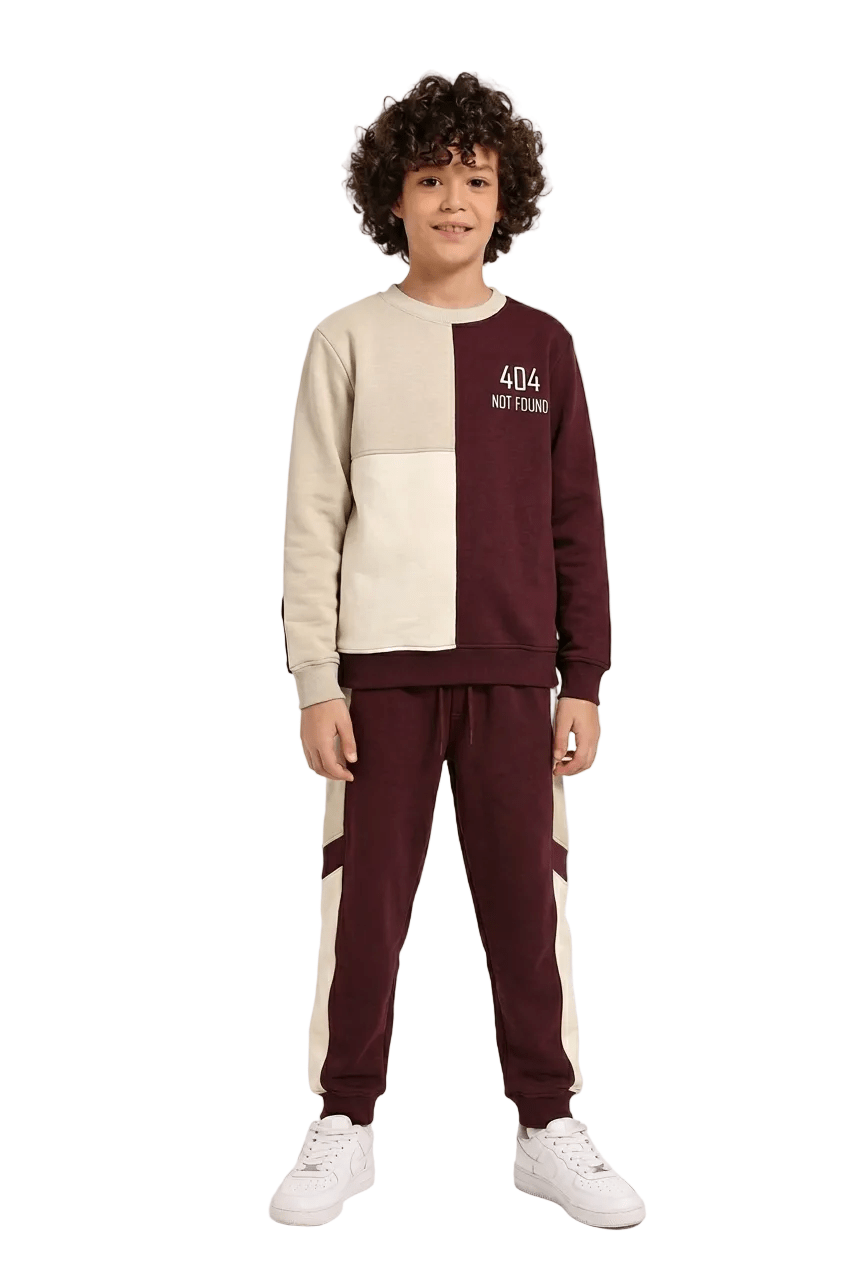 Boys Modern Color-Block Lounge Set - Red Cotton