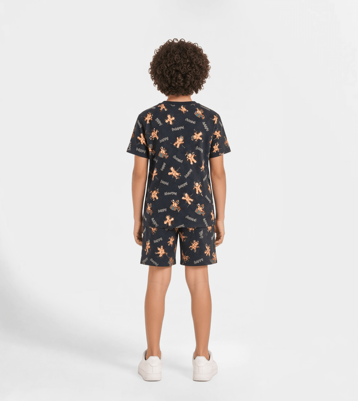 Boys Navy Pajama Set - Red Cotton