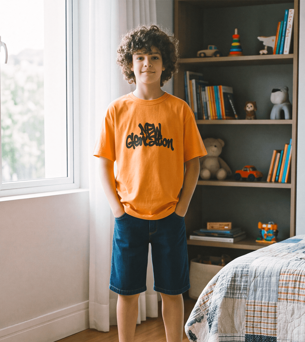 Boys’ Orange Short-Sleeve T-Shirt - Red Cotton