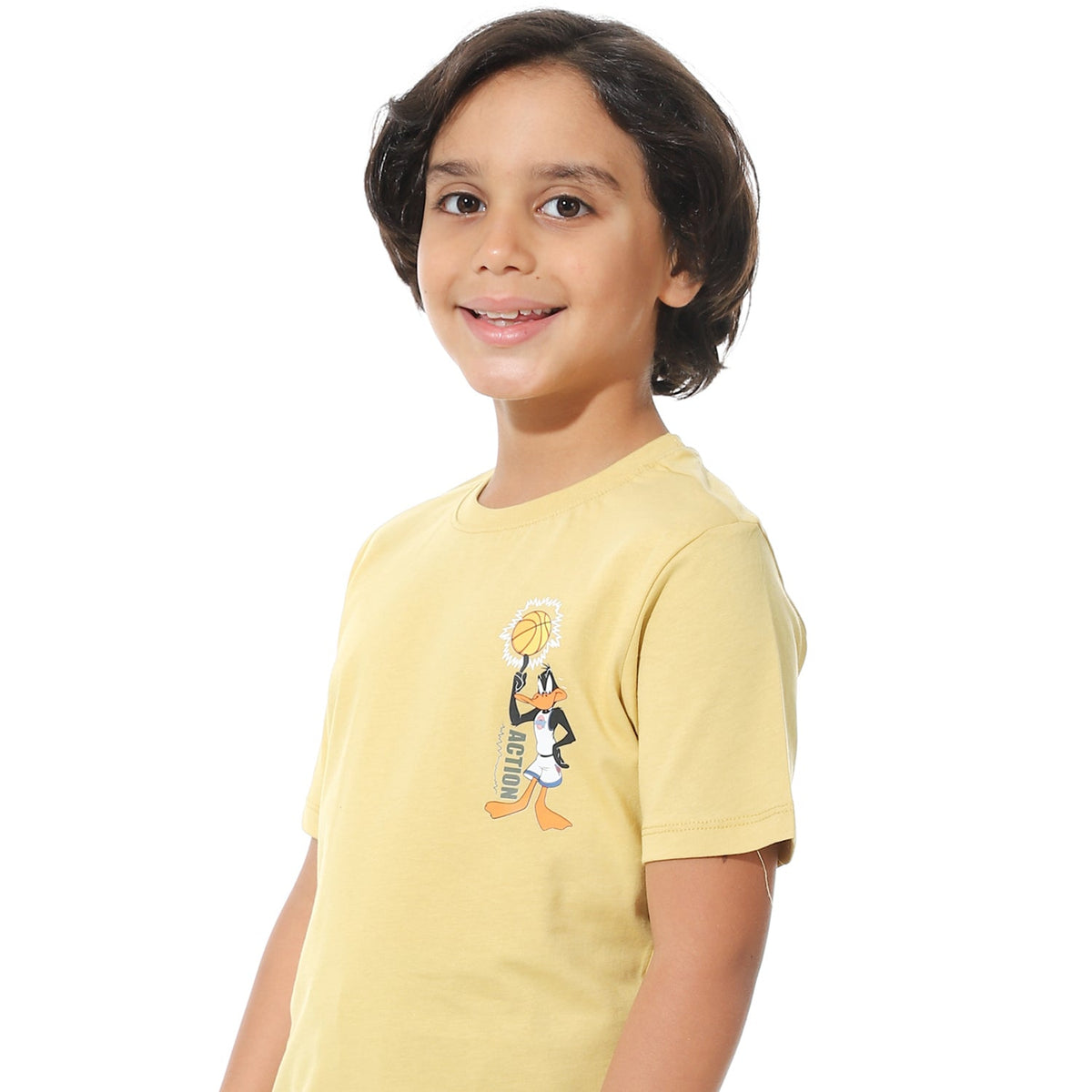 Boys Printed Colorful Summer & Pajama Shorts Set - Yellow - Red Cotton