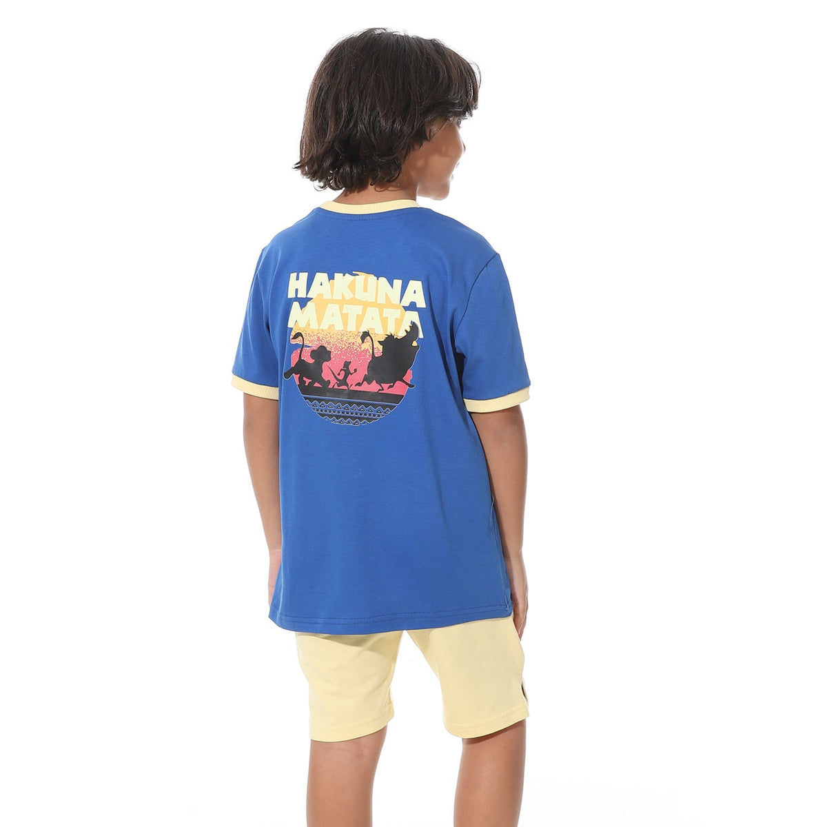 Boys’ Short Pajama Set with Back Print – Soft Cotton Nightwear - Red Cotton
