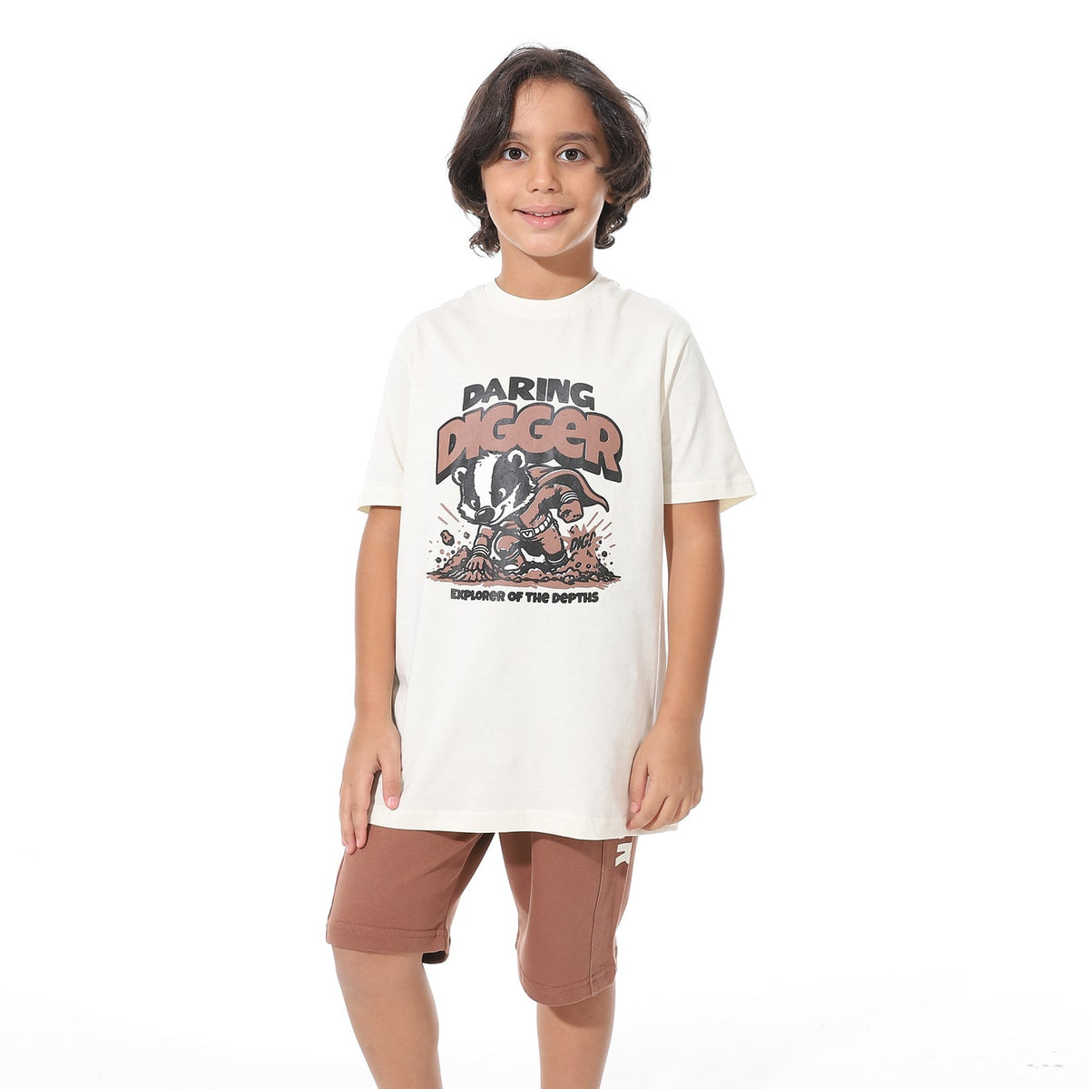 Boys’ Short Pajama Set with Print – Soft Cotton Nightwear - Red Cotton