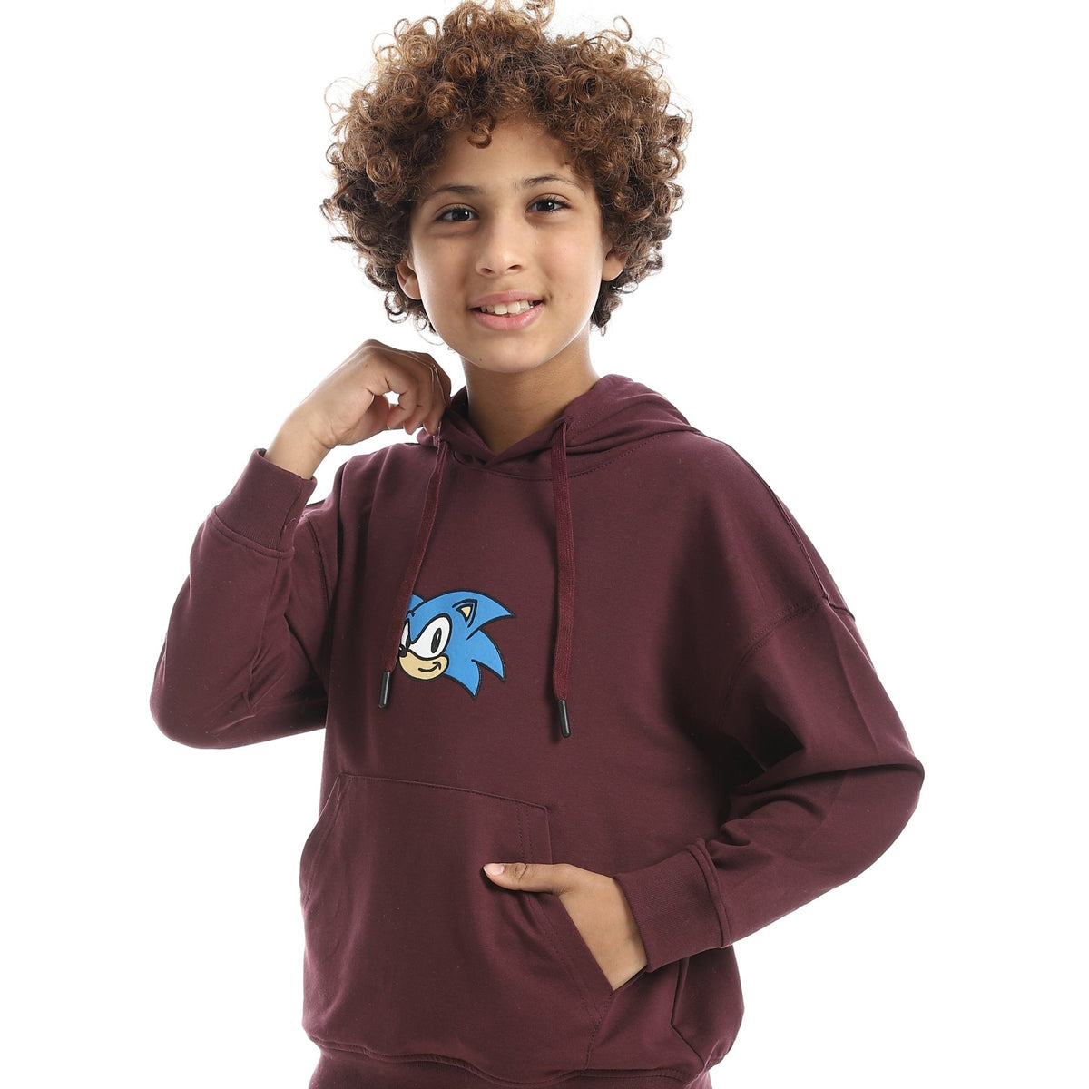 Boys' Sonic the Hedgehog Graphic Hoodie & Cargo Joggers Set - Red Cotton