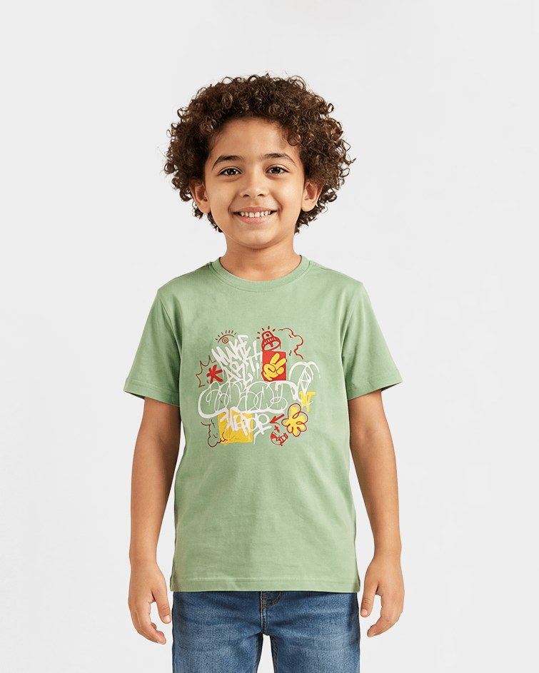 Boys "Street Art" Graphic Active Tee - Red Cotton