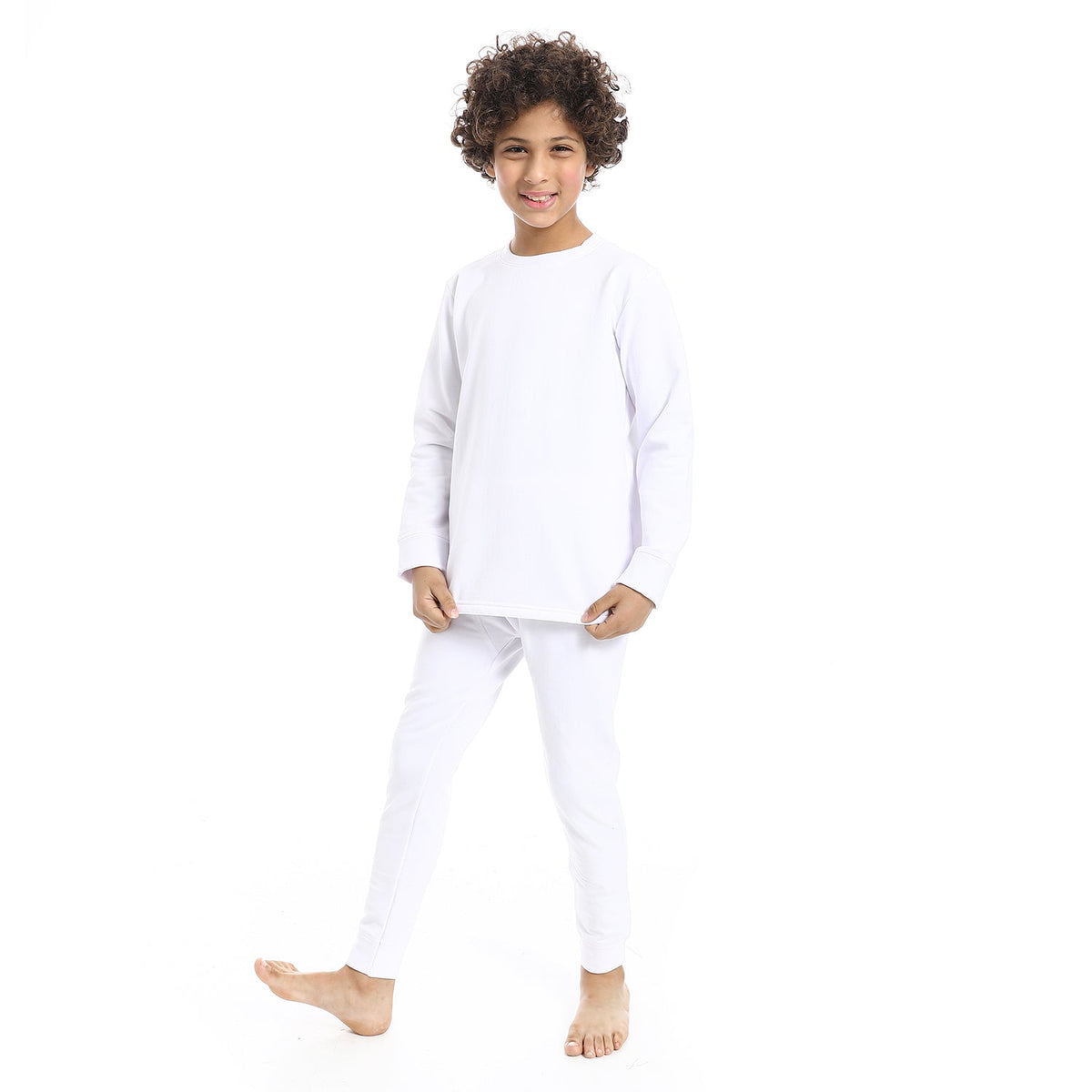 Boys Thermal Set Padded inside - White - Red Cotton