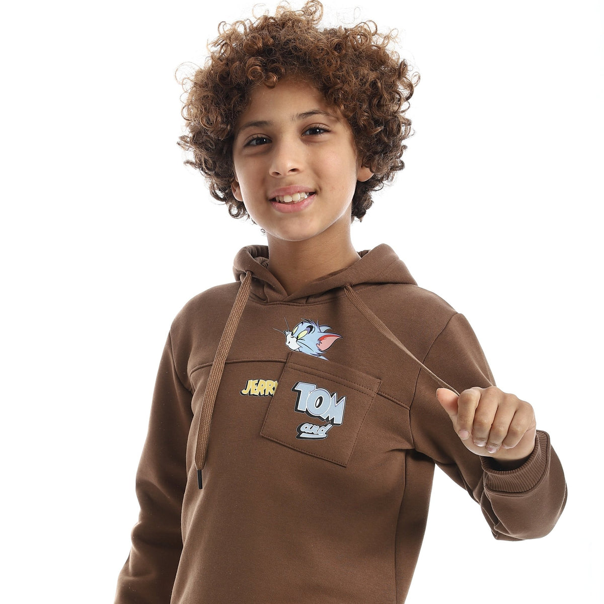 Boy's "Tom & Jerry" Graphic Hoodie & Joggers Set - Red Cotton