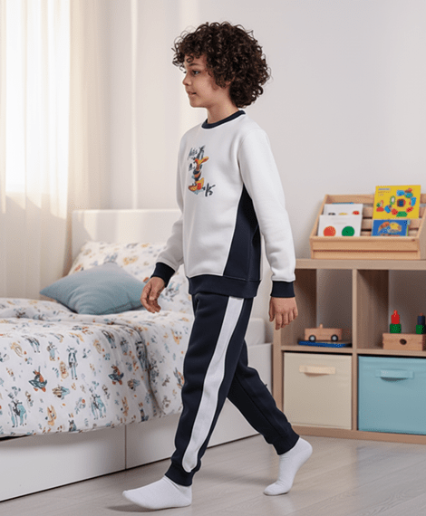 Boy's Tracksuit – Cartoon Print Sweatshirt & Joggers Set - Red Cotton