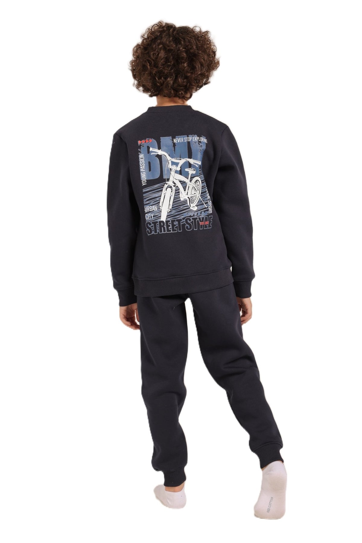 Boys Tracksuit – Graphic Sweatshirt & Joggers Set - Red Cotton
