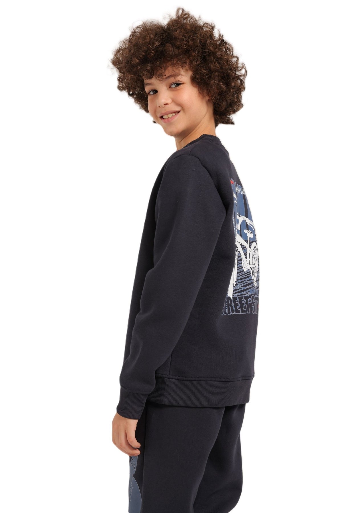 Boys Tracksuit – Graphic Sweatshirt & Joggers Set - Red Cotton