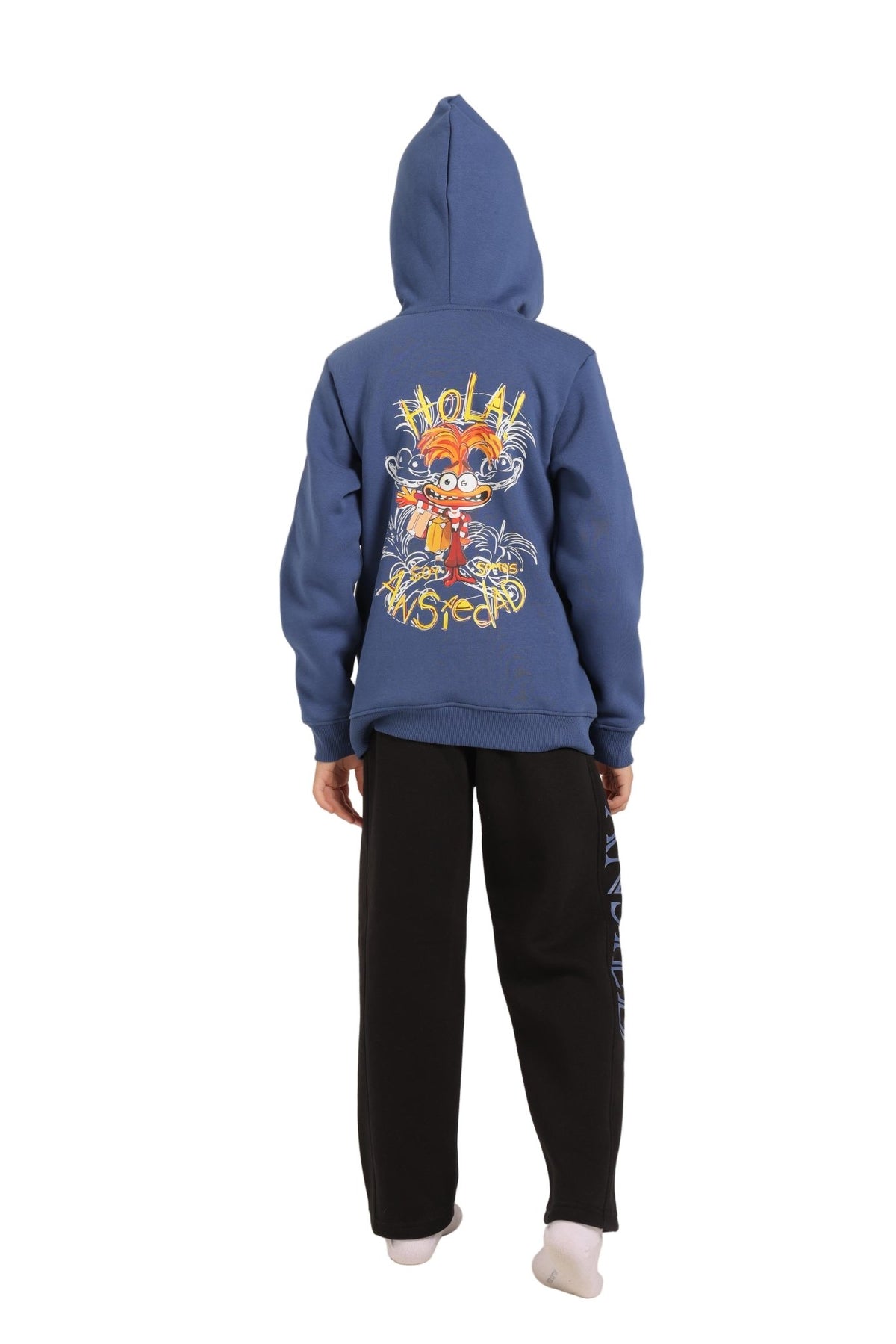 Boy's Zipped Hoodie and Pants Set - Cozy Winter Loungewear - Red Cotton