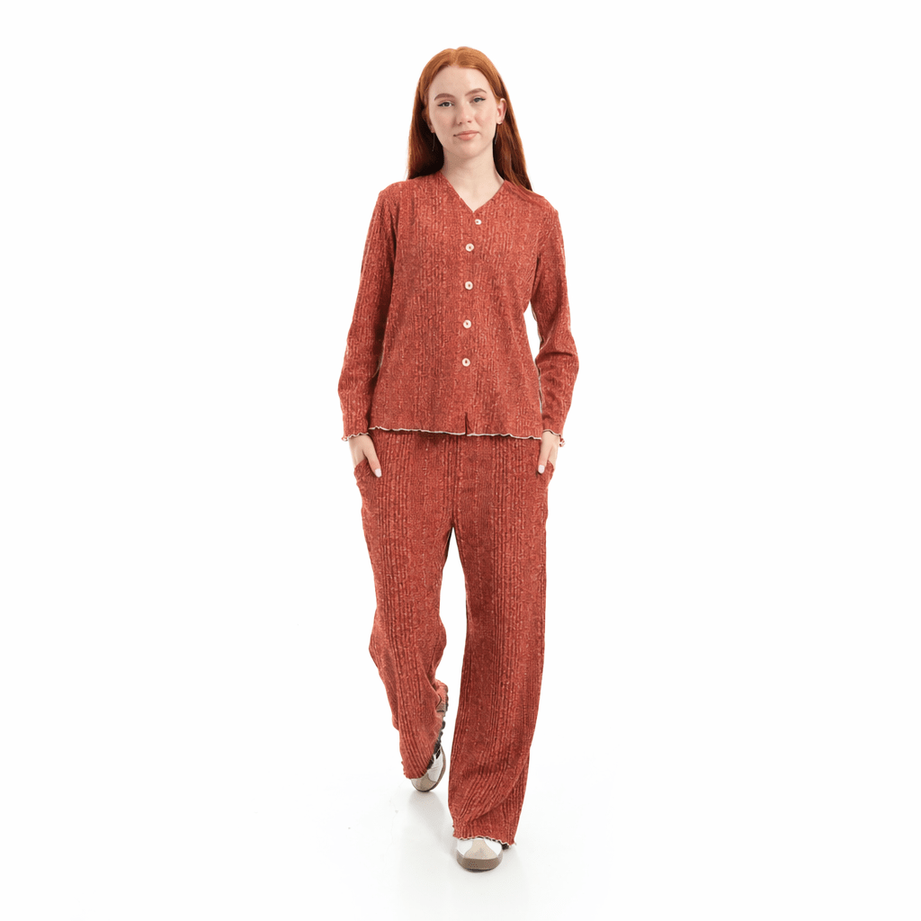 Casual Relax Fit Homewear Set Red Cotton - Red Cotton