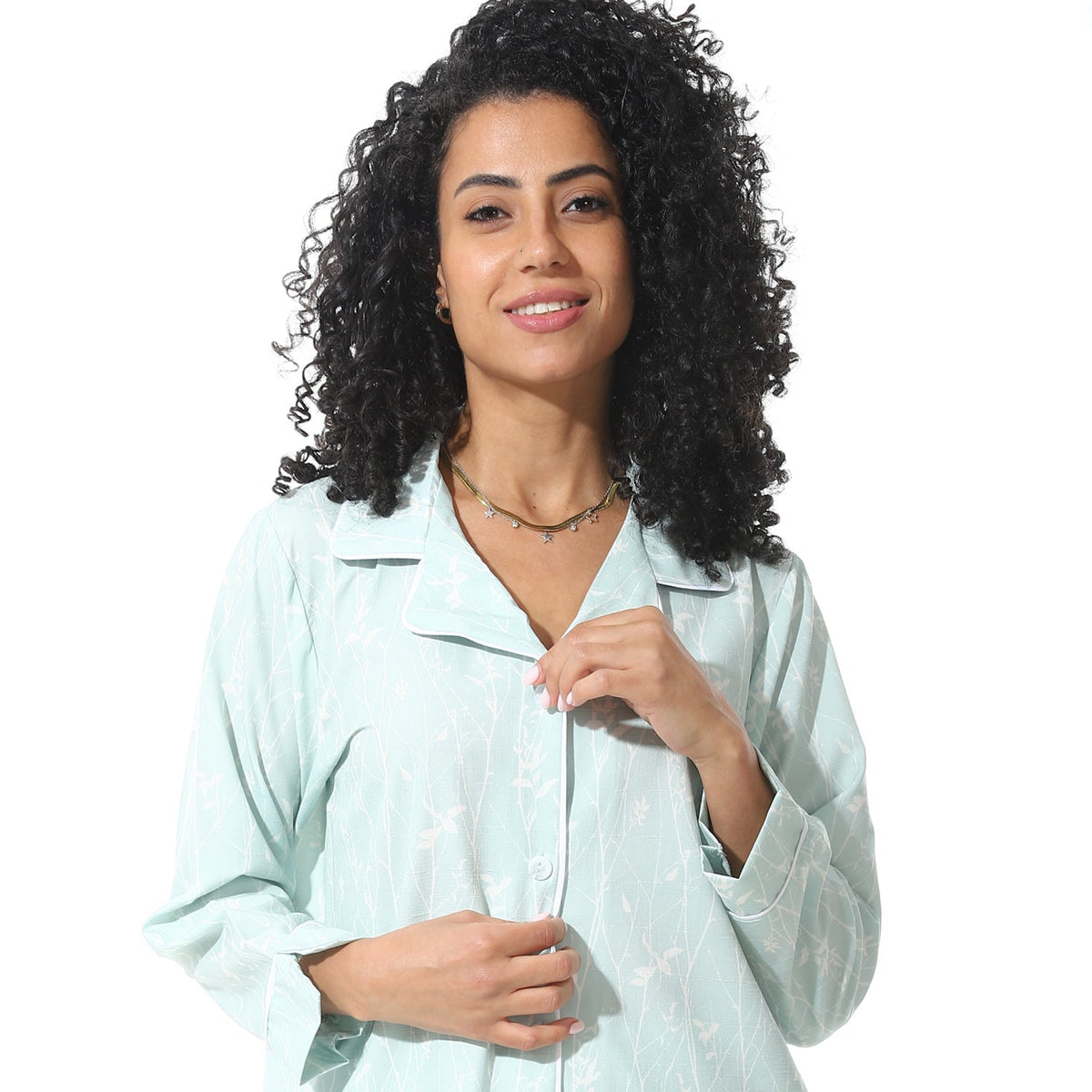 Classic Summer Women's Pajama Set - Mint - Red Cotton