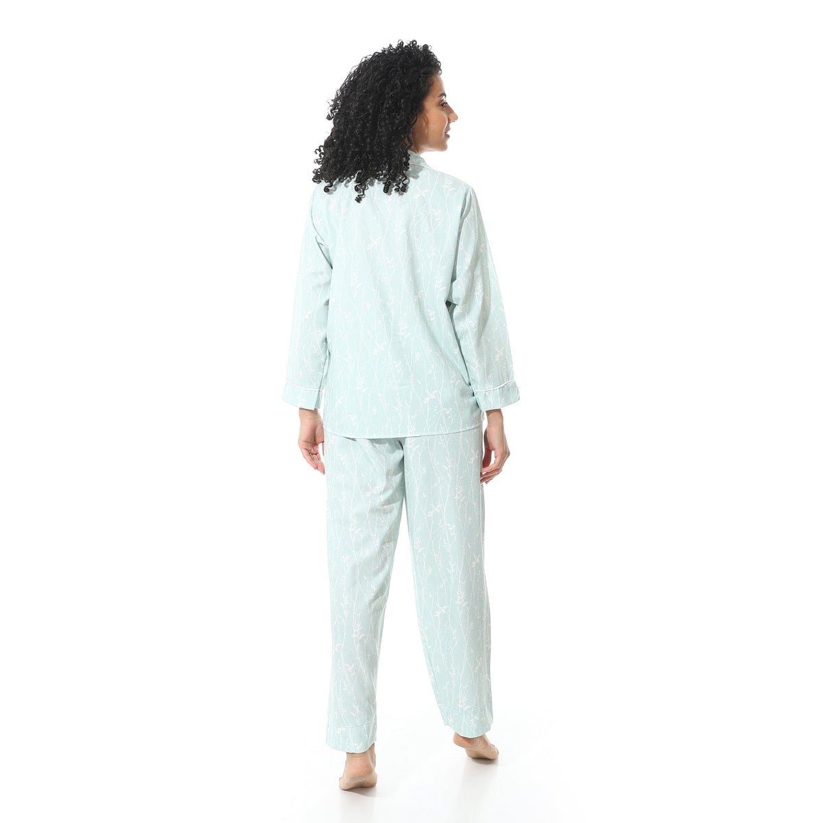 Classic Summer Women's Pajama Set - Mint - Red Cotton