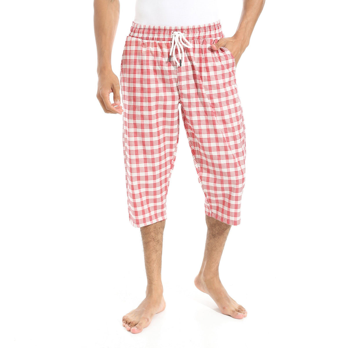 Comfy and Stylish Men's Soft Check Pentacore - Dark Red - Red Cotton