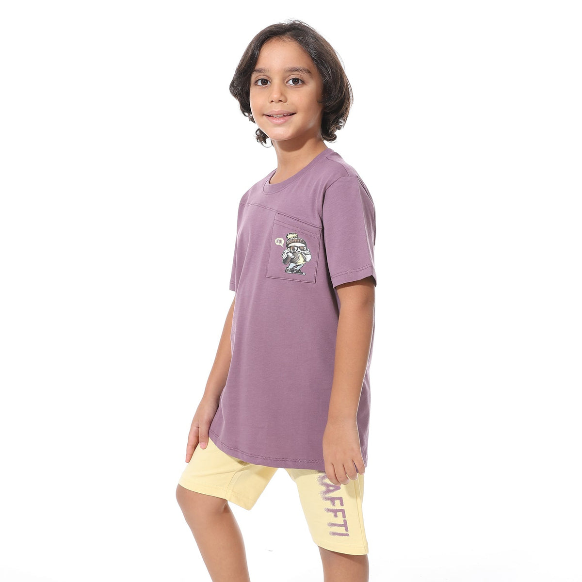 Cool Boys’ Pajama Shorts Set – Bold Back Print for Little Stars - Red Cotton