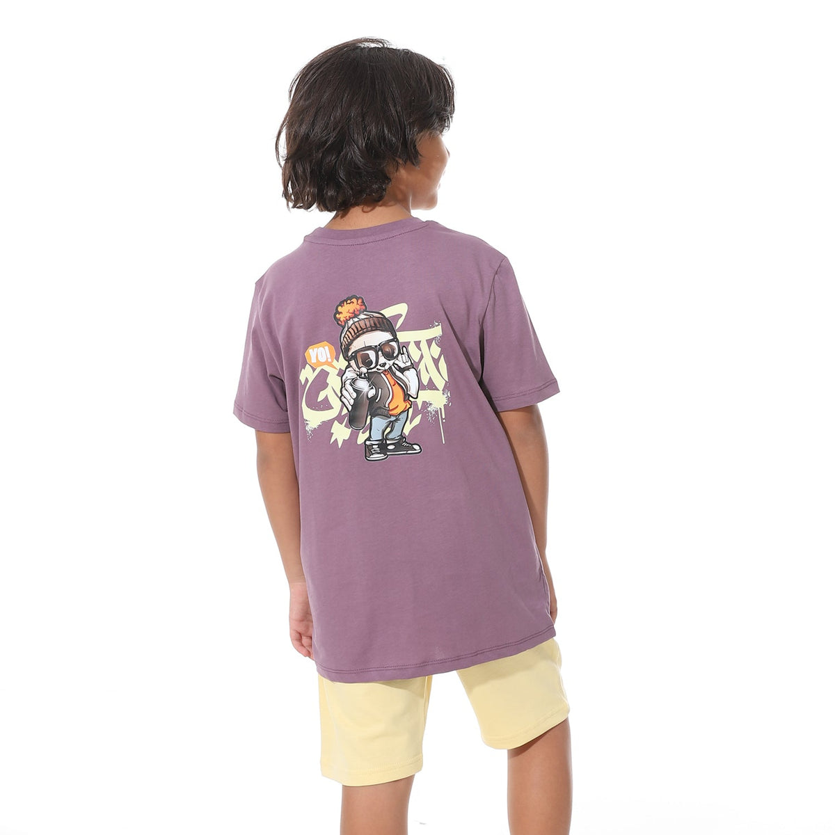 Cool Boys’ Pajama Shorts Set – Bold Back Print for Little Stars - Red Cotton