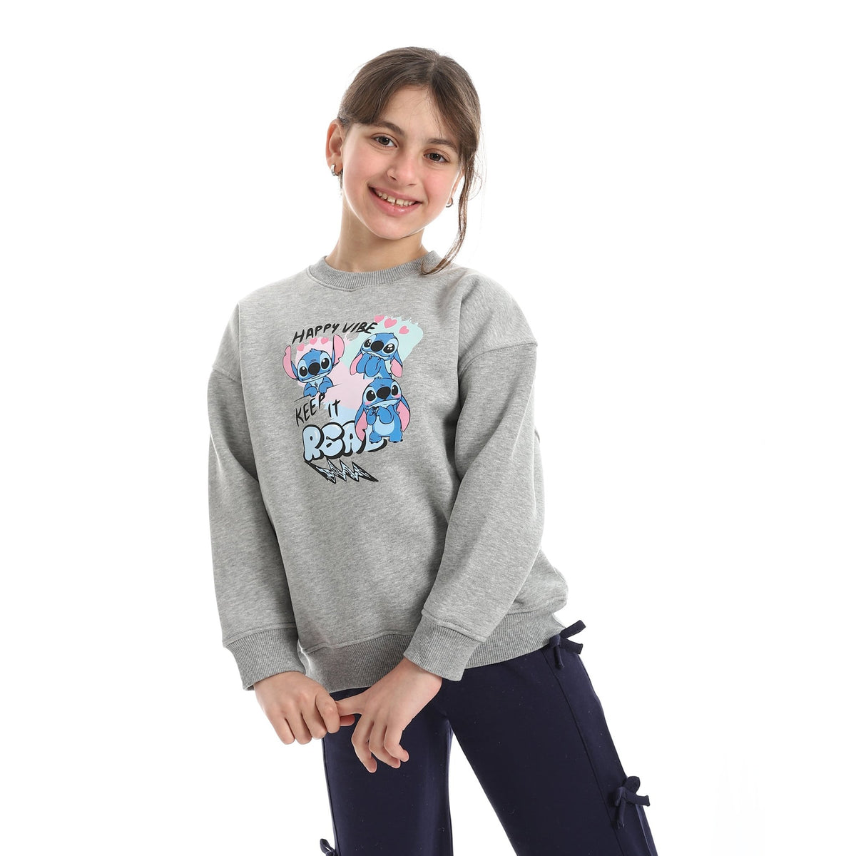 Disney Stitch Girl's "Happy Vibe" - Red Cotton