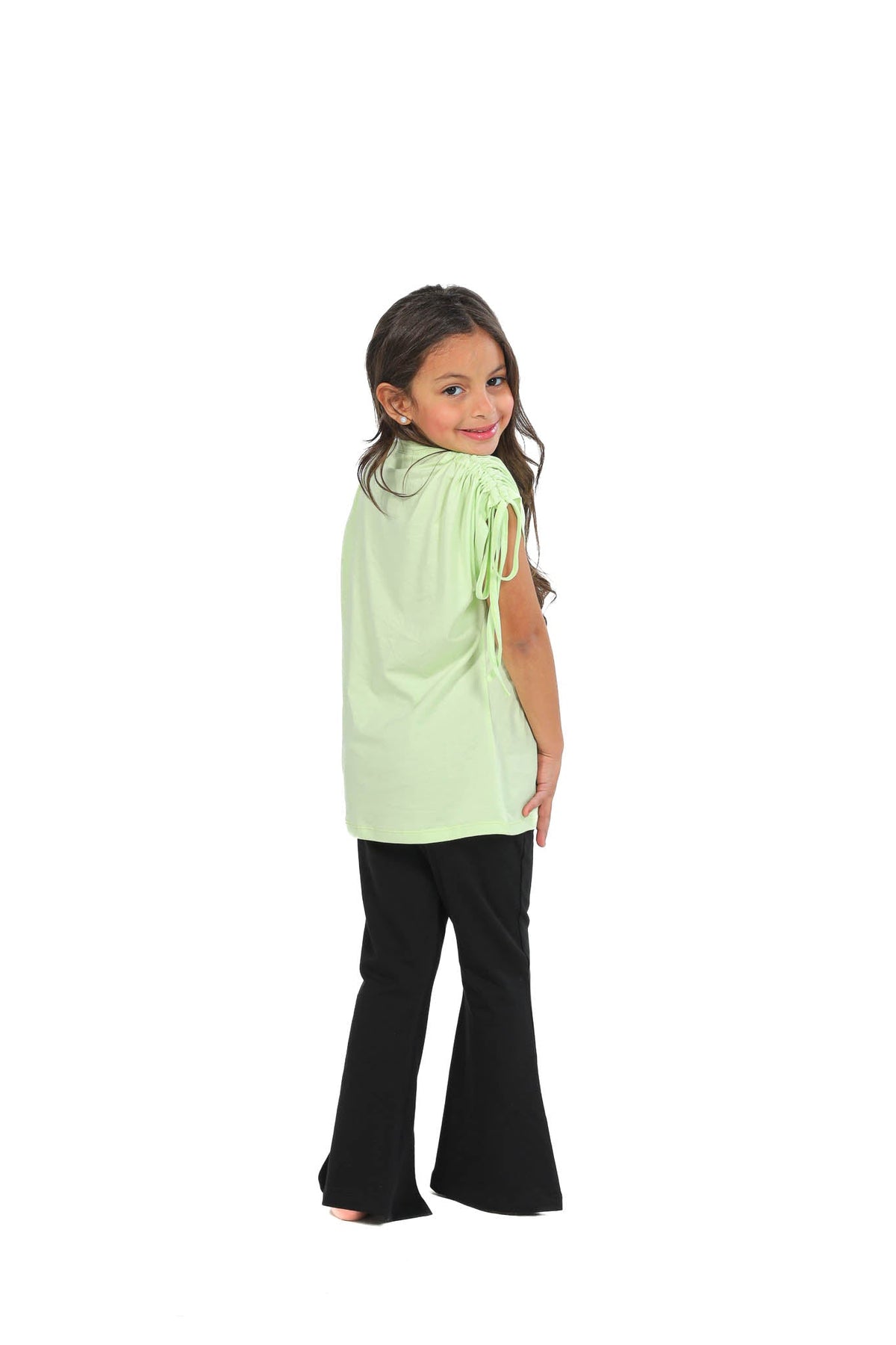 Girls’ Avocado Graphic T-Shirt & Black Flared Pants Set - Red Cotton