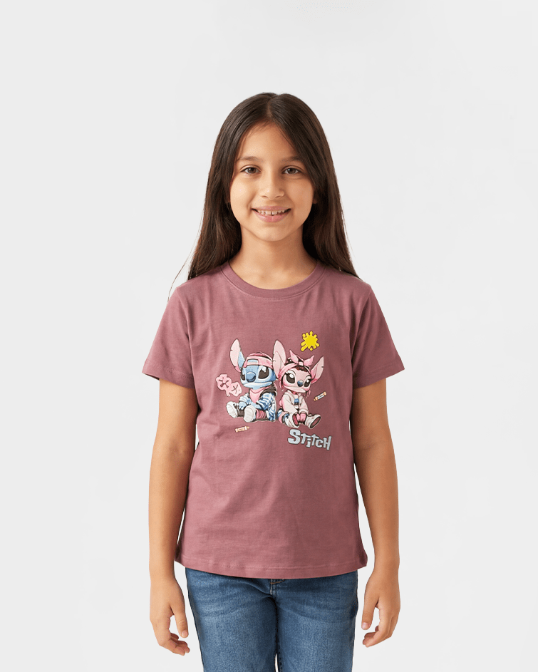 Girls Disney’s Lilo & Stitch Graphic Tee - Red Cotton