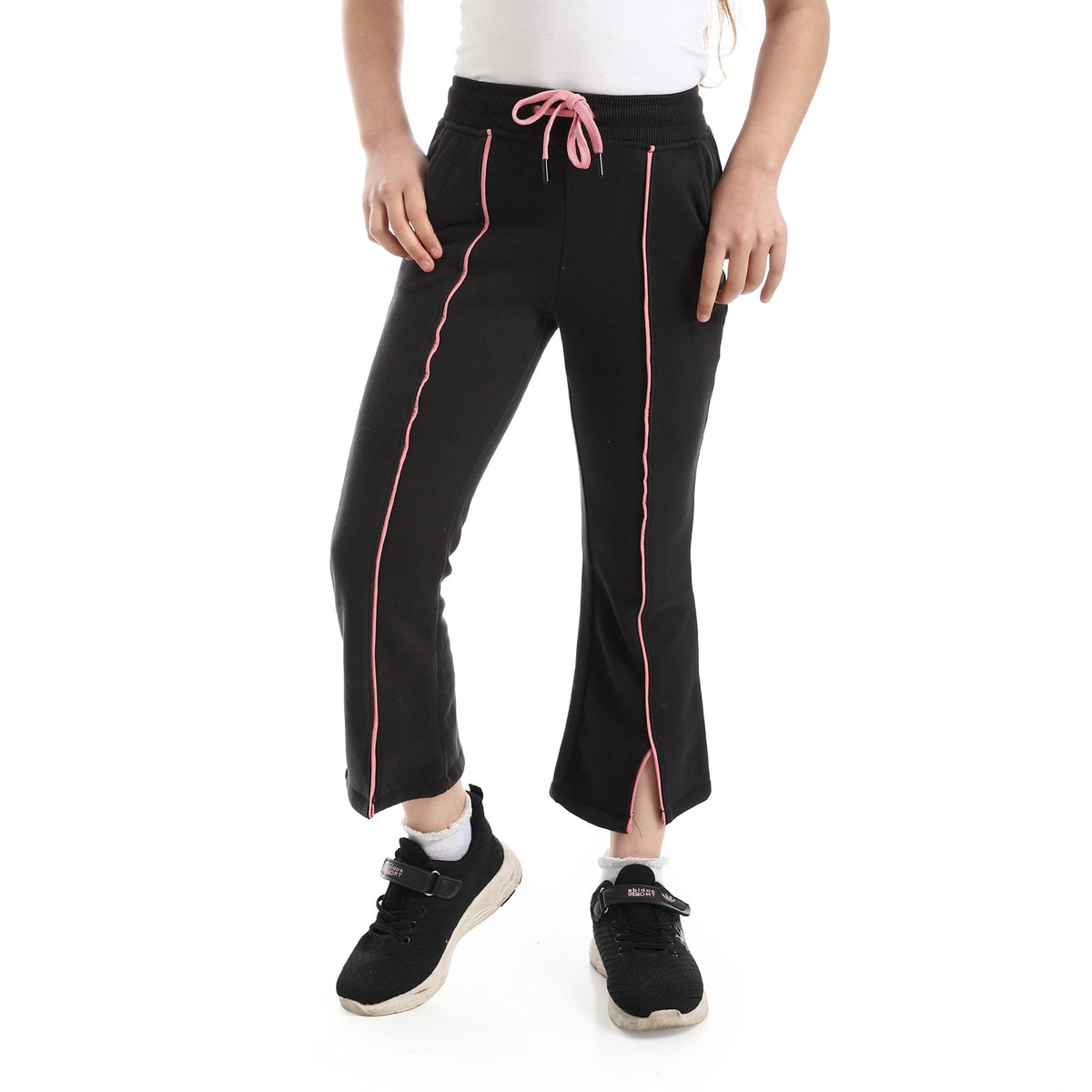 Girls Flare Leg Sweatpants - Red Cotton