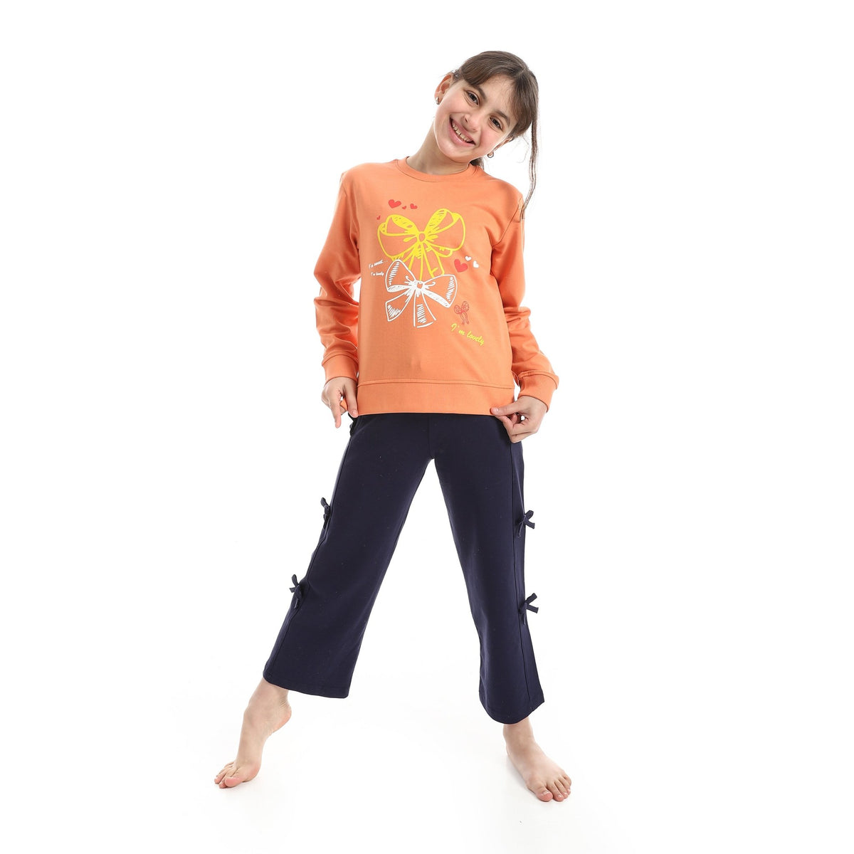 Girl's Lounge Pajama Set - Red Cotton