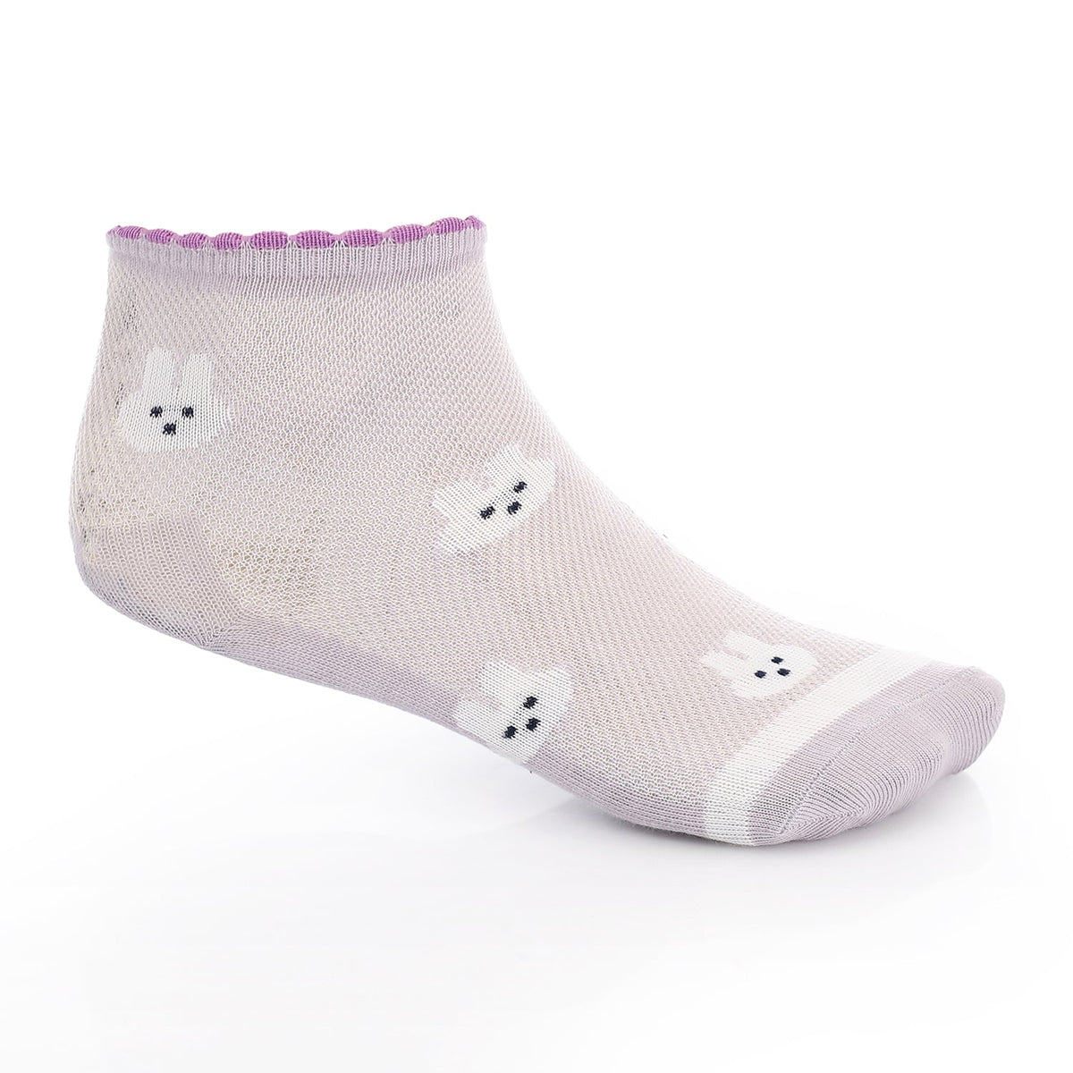 Girl's No Show Socks - Purple - Red Cotton