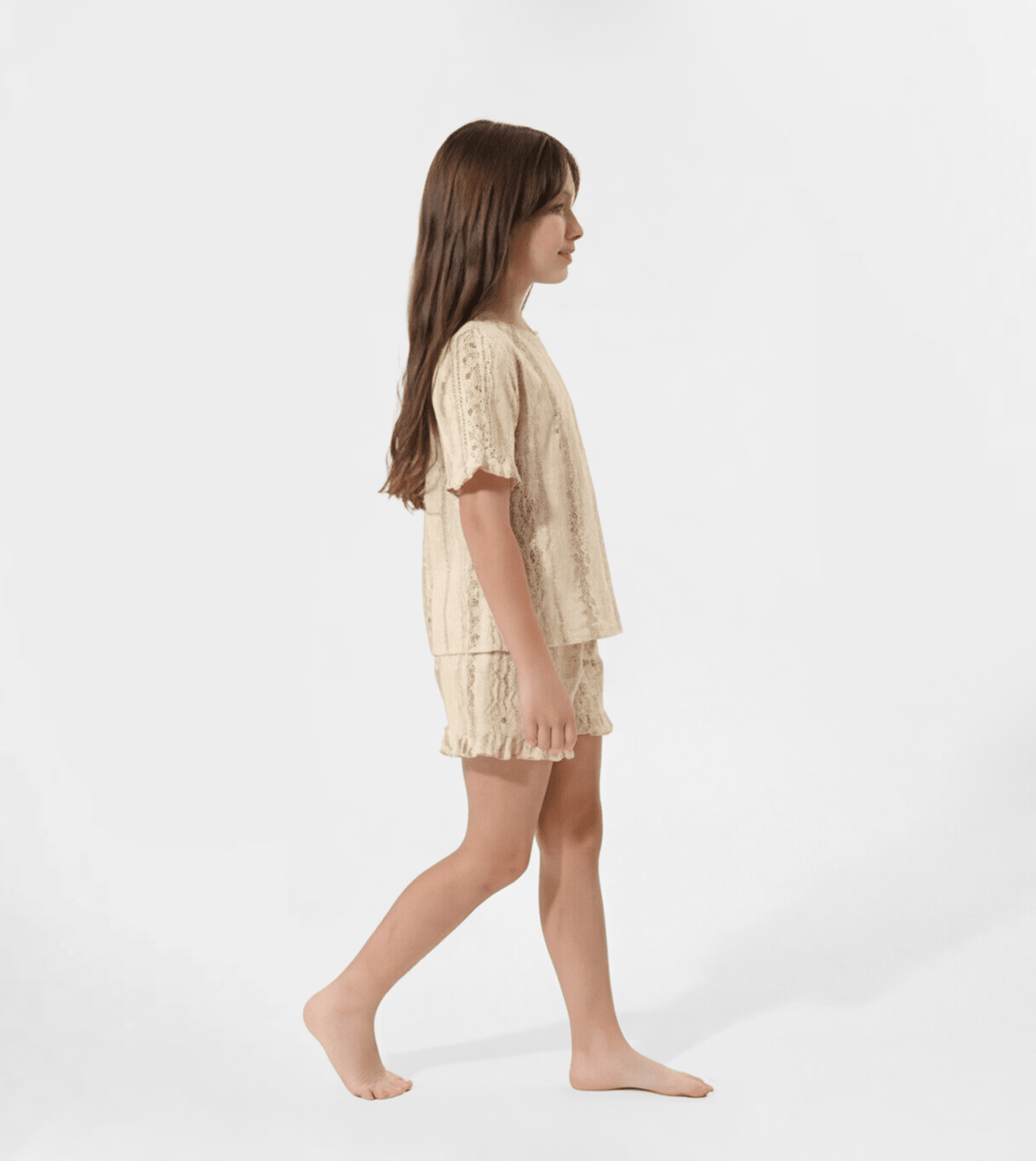 Girls Ruffle T-Shirt & Shorts Pajama Set - Red Cotton