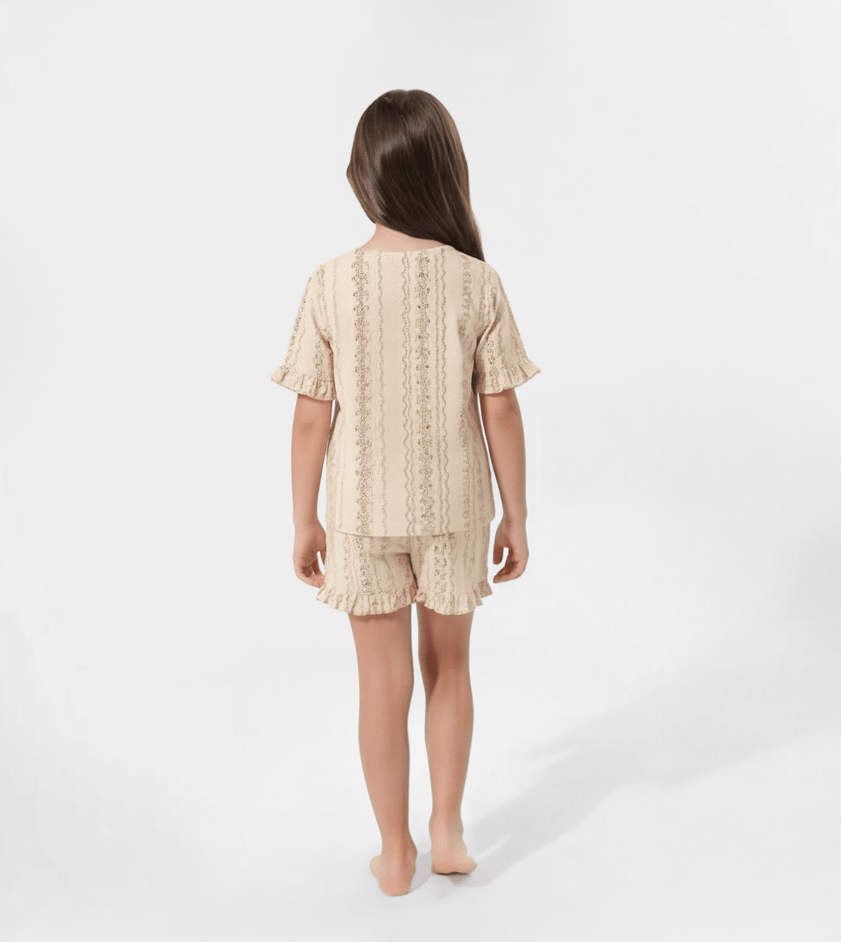 Girls Ruffle T-Shirt & Shorts Pajama Set - Red Cotton