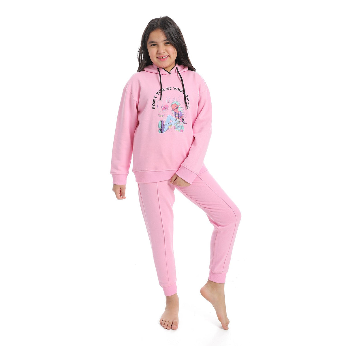 Girls' Winter Hoodie Pajamas - Rose - Red Cotton