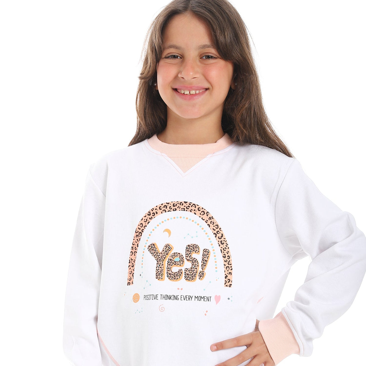 Girls' Winter Pajama Set – Off-White Hoodie and Black Wide-Leg Pants - Red Cotton