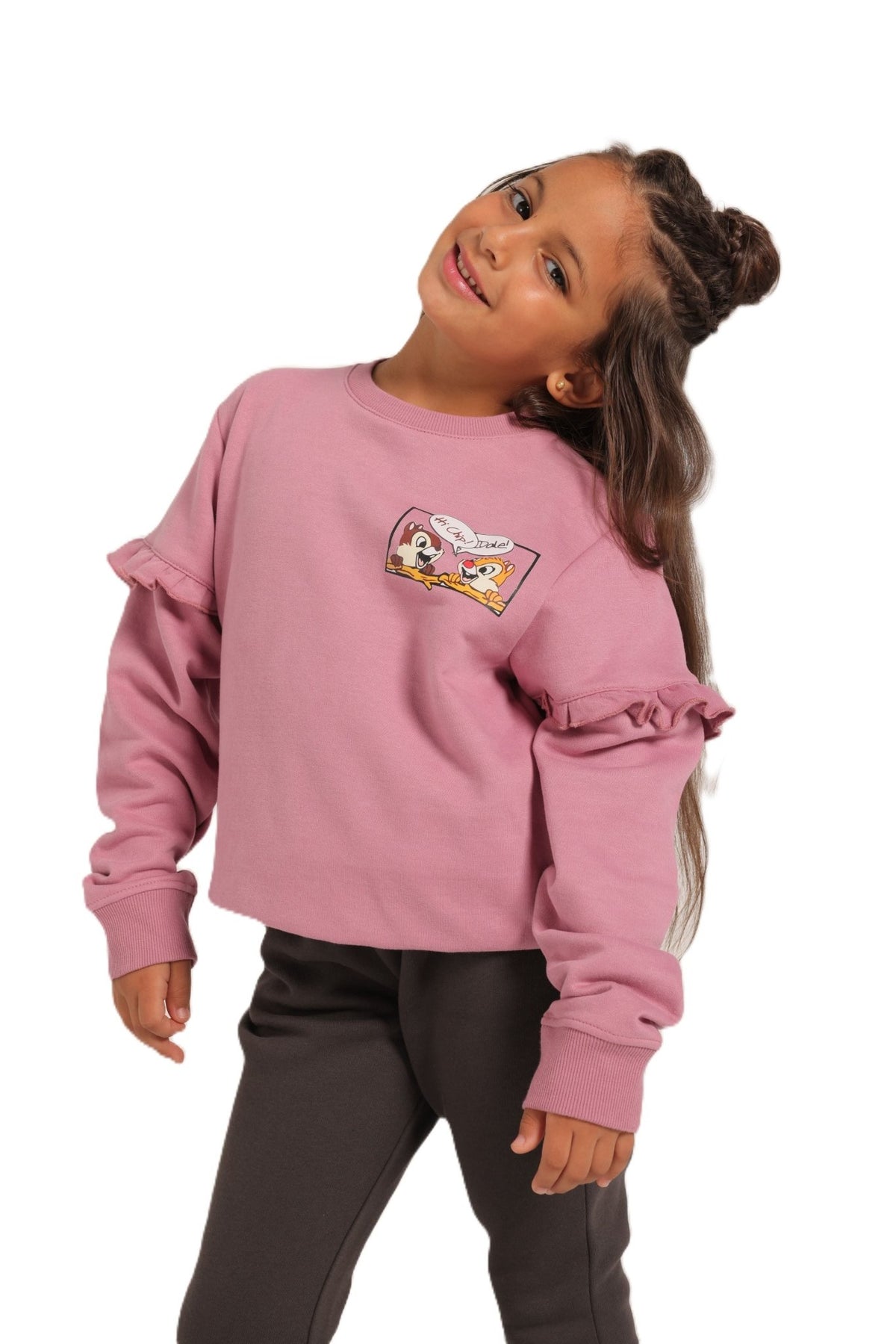 Girls' Winter Pajama Set With Charleston Sweatpants - Kashmir - Red Cotton