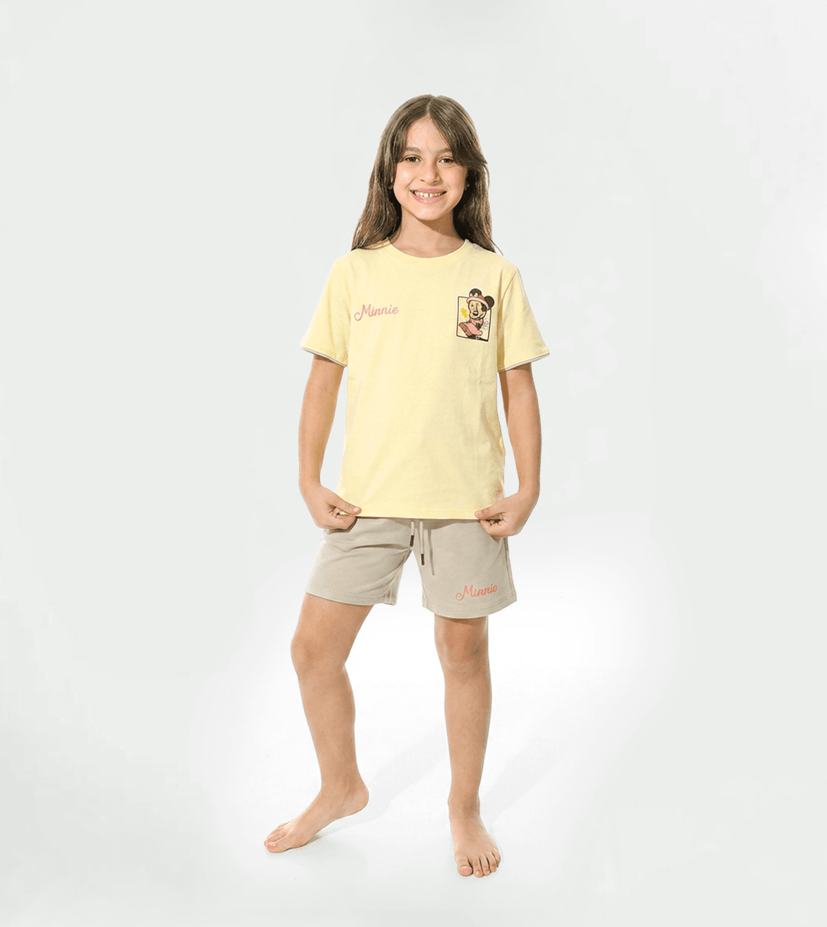 Girls Yellow Summer Milton Shorts Pajama Set - Red Cotton