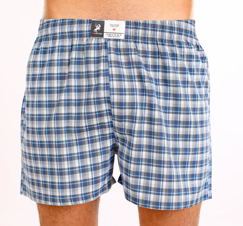 Woven men's boxers, check-Grey
