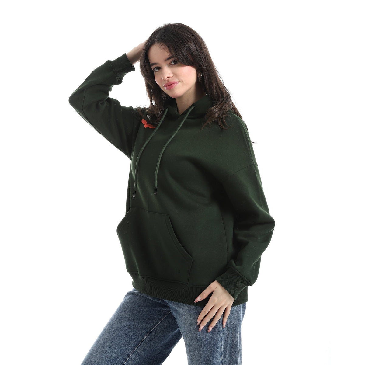Hoodie with Arabic Calligraphy & Birds Graphic - Red Cotton