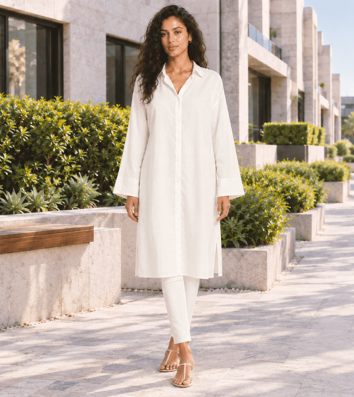 Linen Long-Sleeve Women's Shirt - Red Cotton